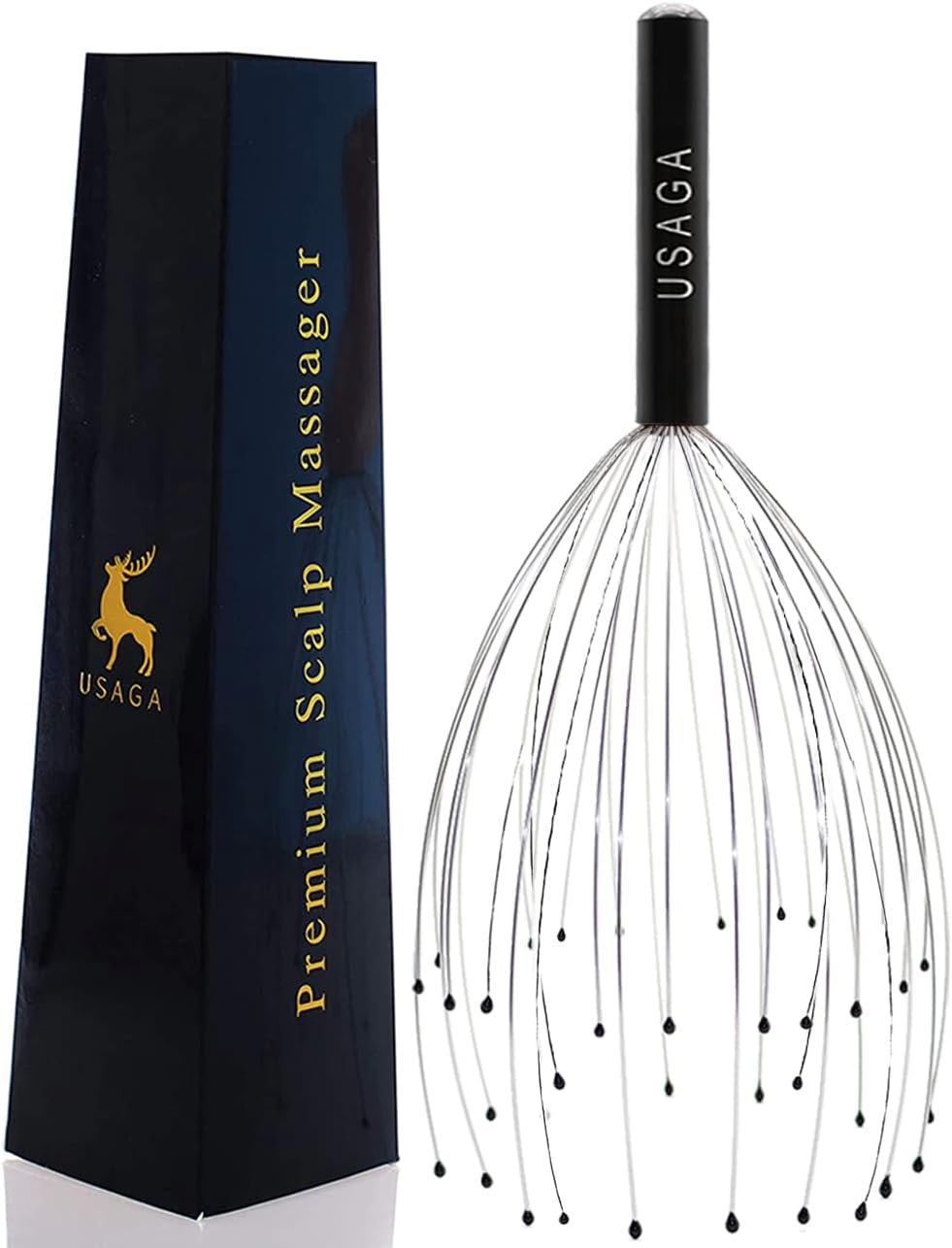 USAGA 36 Fingers Head Massager Scalp Massager Head Scratcher (Black)