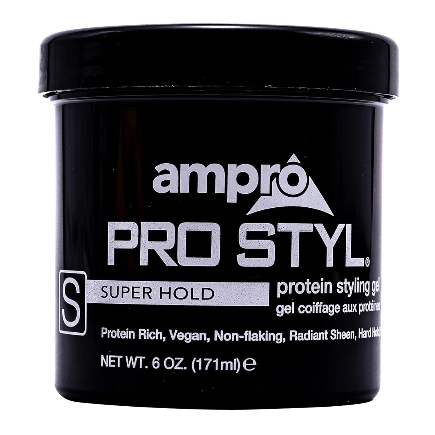 AmPro Pro Styl Styling Gel – Protects and Strengthens Your Strands – Non-Flaking, Alcohol Free, Vegan Formula – Flexible, Touchable Hold for All Hair Textures – Super Hold – 6 oz