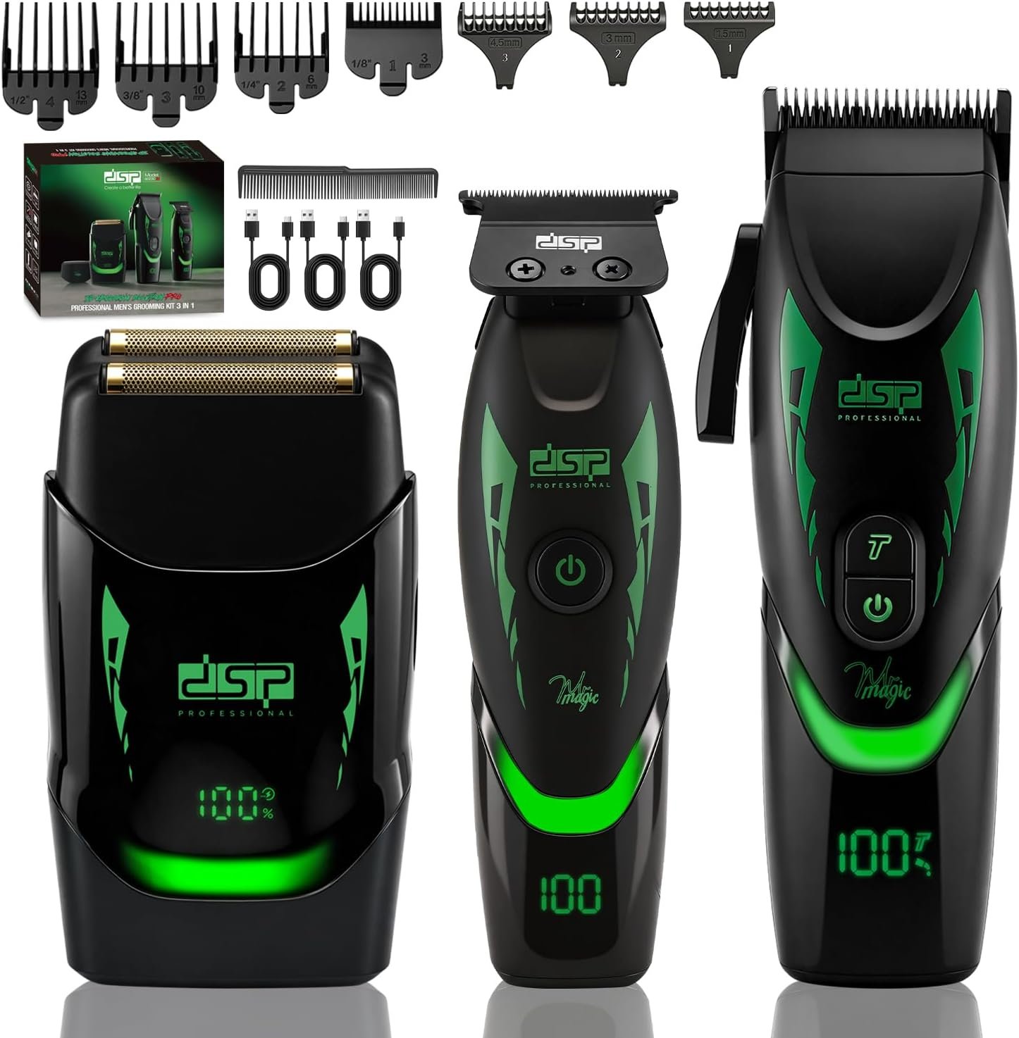 DSP 3-in-1 Hair Clipper Trimmer Shaver Kit for Men, Cordless Rechargeable