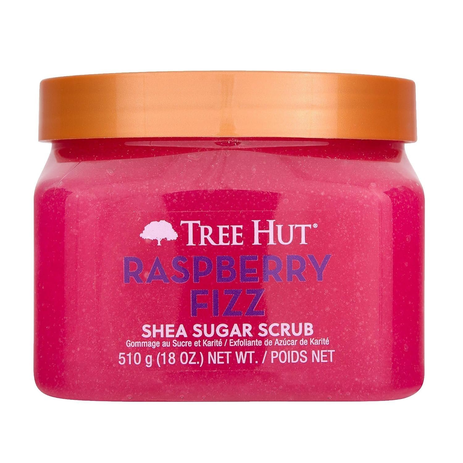 Tree Hut Raspberry Fizz Body Scrub, Exfoliating Sugar Scrub, Vegan, 18 Oz