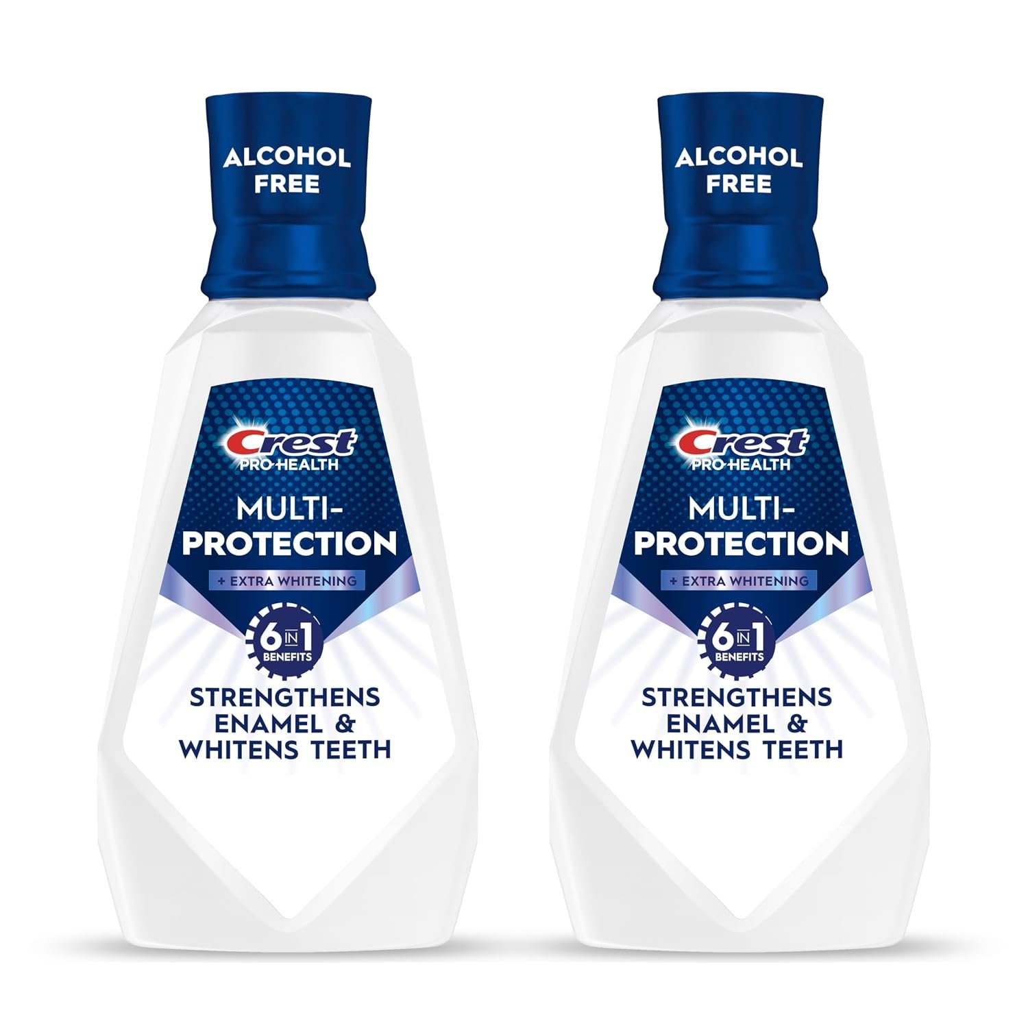 Crest Pro-Health Mouthwash, Teeth Whitening for Adults, 6 in 1 Benefits, Breath Freshener, 946mL, 2 Pack, Alcohol Free Mouth Rinse, Anti Cavity, Enamel Repair, Bad Breath Treatment, Mint Flavor