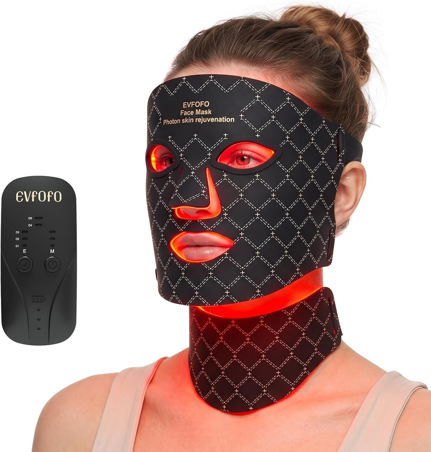 EVFOFO LED Red Light Mask, Face & Neck, 630nm & 850nm NIR, Cordless