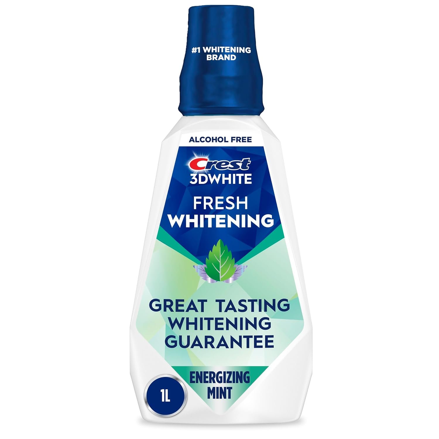 Crest 3D White Brilliance Whitening Mouthwash, Alcohol Free, Clean Mint, 1L (33.7 fl oz), Pack of 6