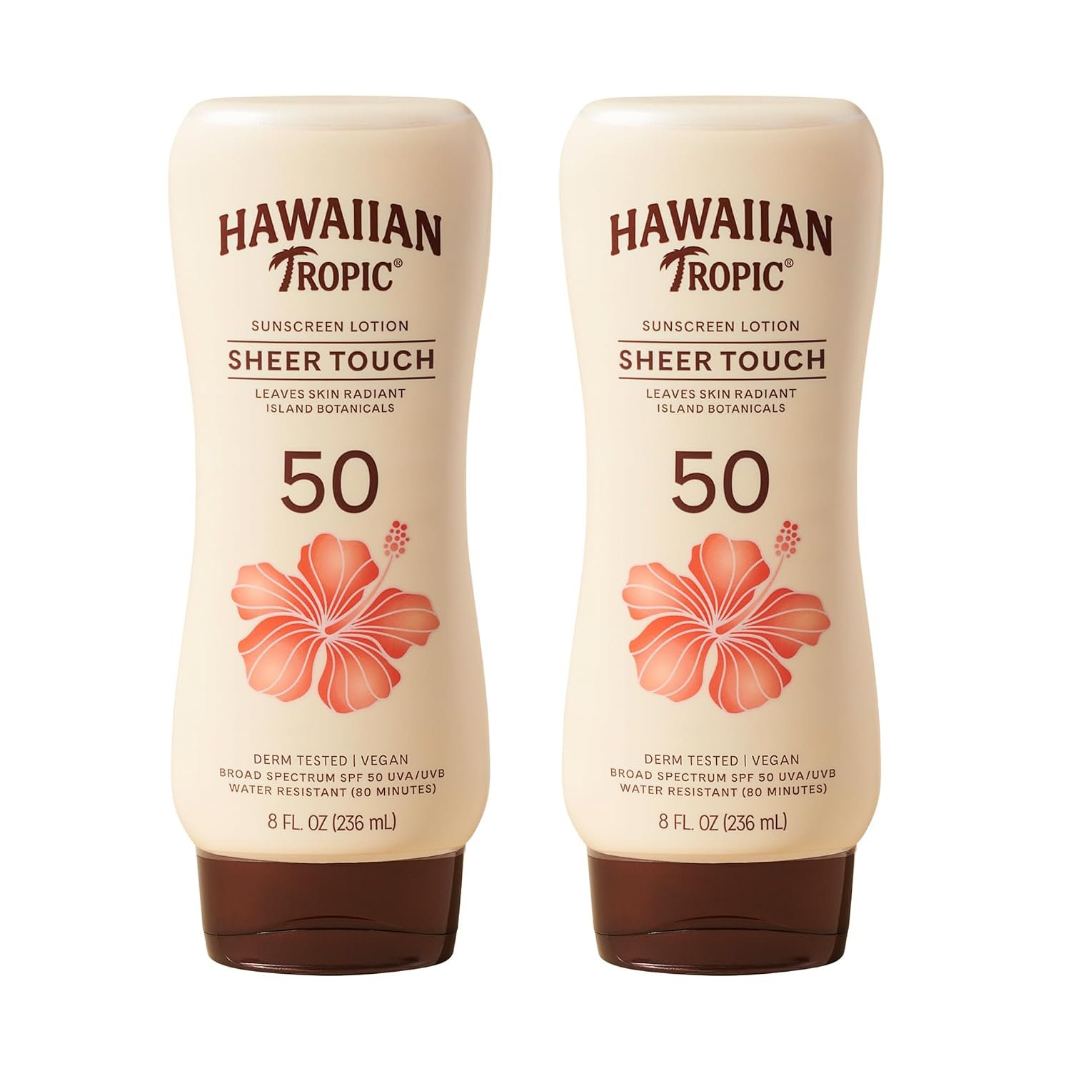 Hawaiian Tropic Sheer Touch SPF 50 Sunscreen Lotion, 8 Fl Oz (2 Pack)