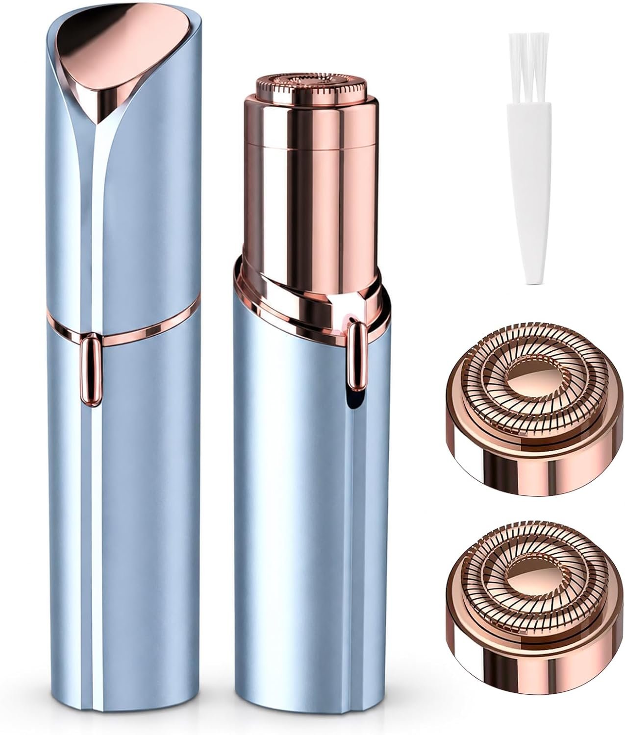 Flawless Facial Hair Remover for Women Shaver for Women Painless Face Shaver -Mini Hair Remover, Electric Razor Shaver Portable with 2 x Replacement Heads, Cheek as Seen on TV（Blue）