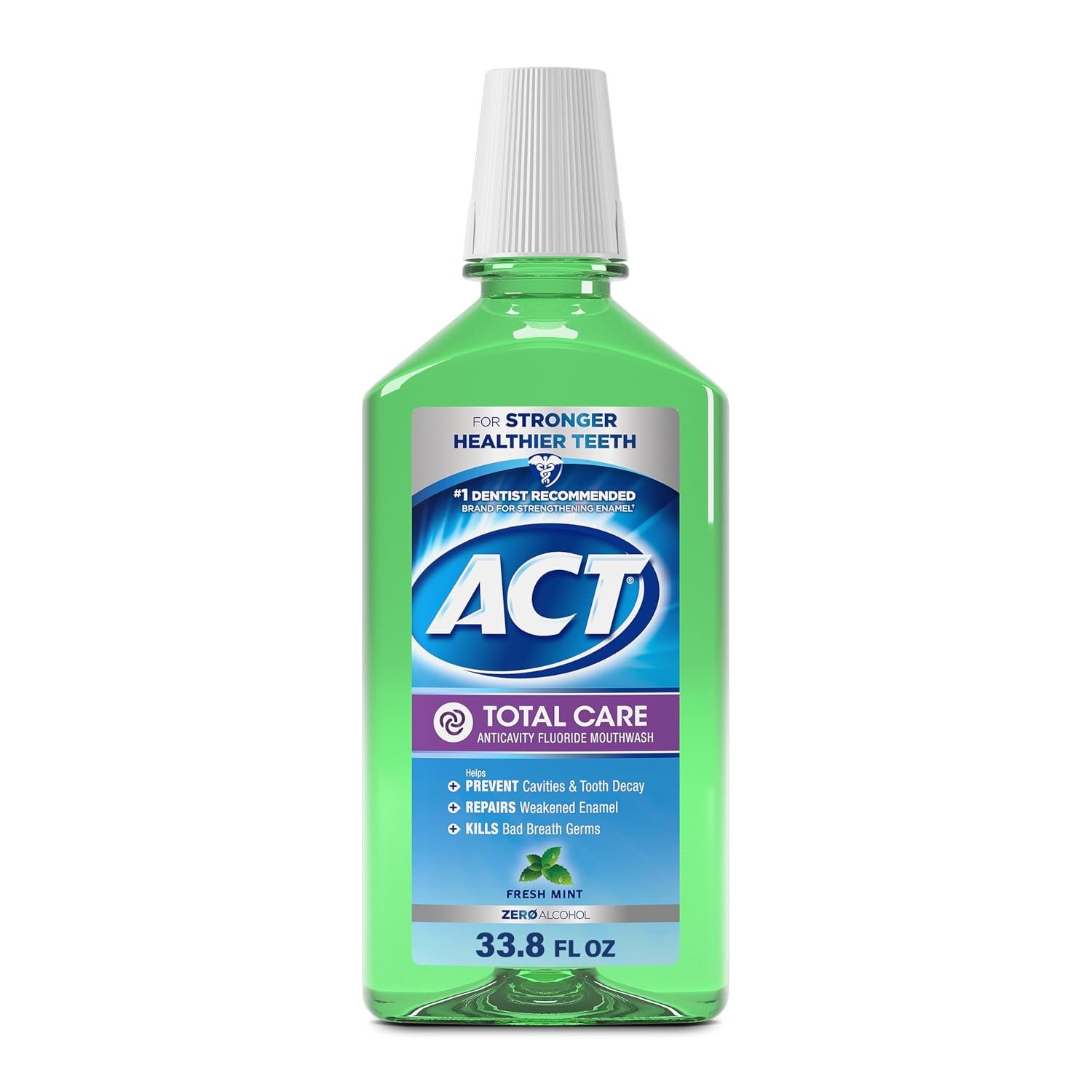 ACT Total Care Zero Alcohol Anticavity Fluoride Mouthwash 33.8 fl. oz. Fresh Mint