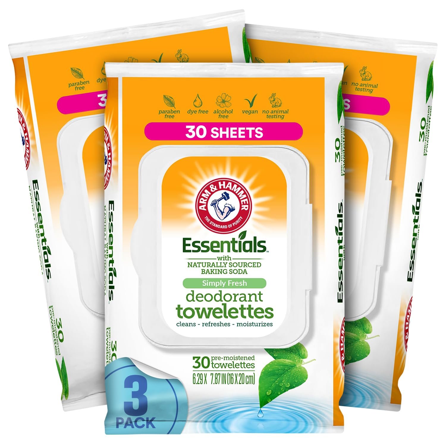 Arm & Hammer Body and Face Wipes, 90 Deodorant Towelettes – Simply Fresh