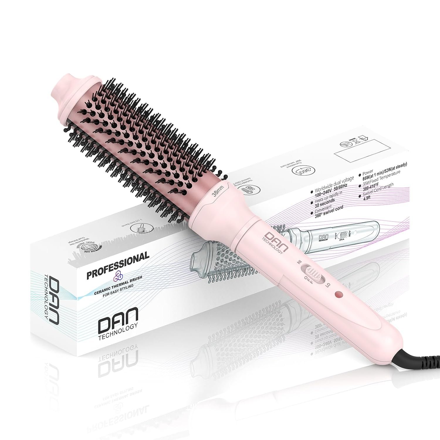 Thermal Brush,1.5 inch Heated Round Brushes,Non-Blowing Curling Brush,Pink