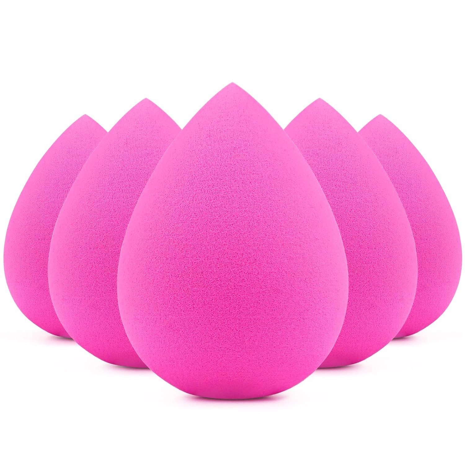 BEAKEY Makeup Sponges 5 Pack, Rose Pink Beauty Sponge for Foundation