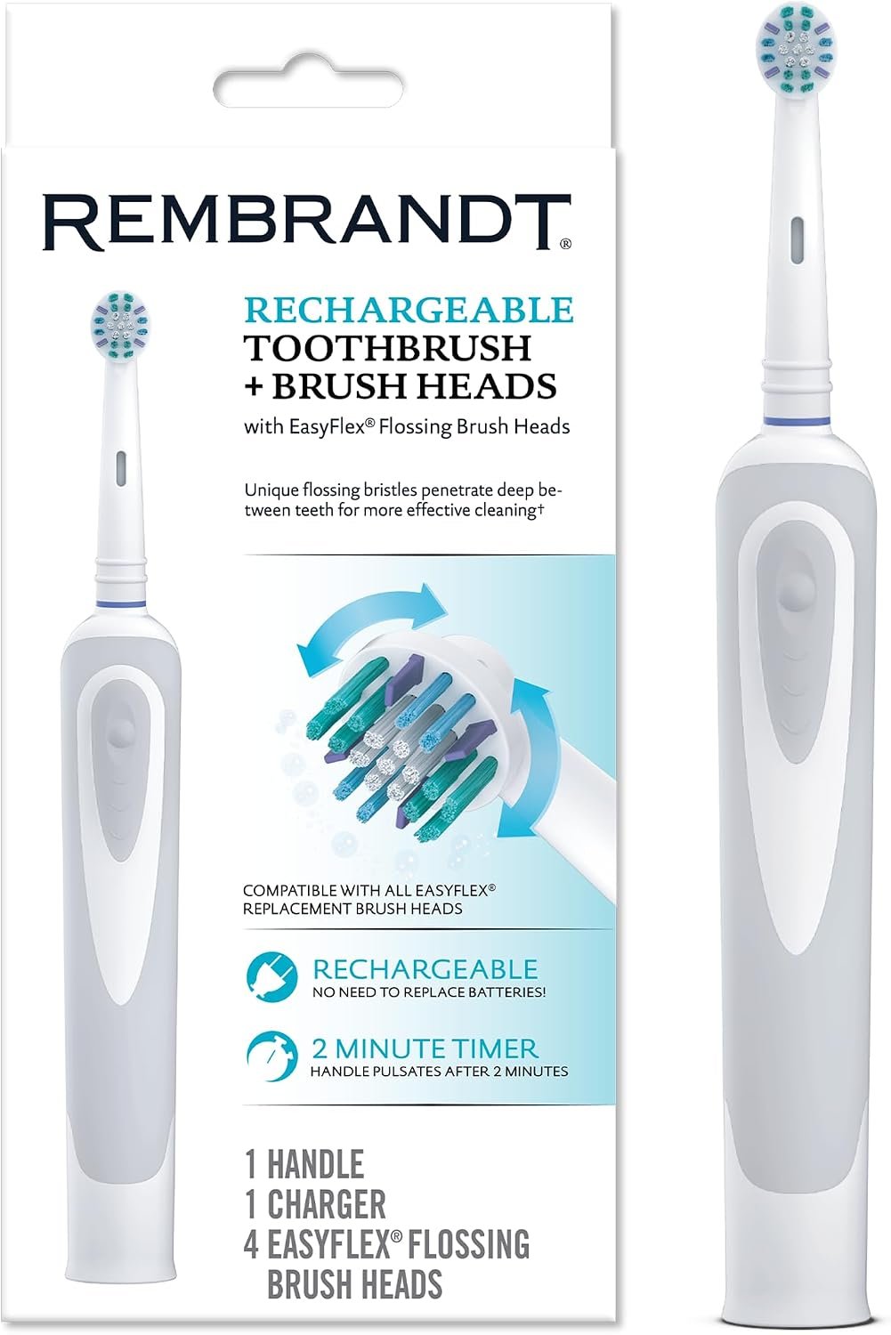 REMBRANDT Rechargeable Toothbrush + 4 EasyFlex Brush Heads