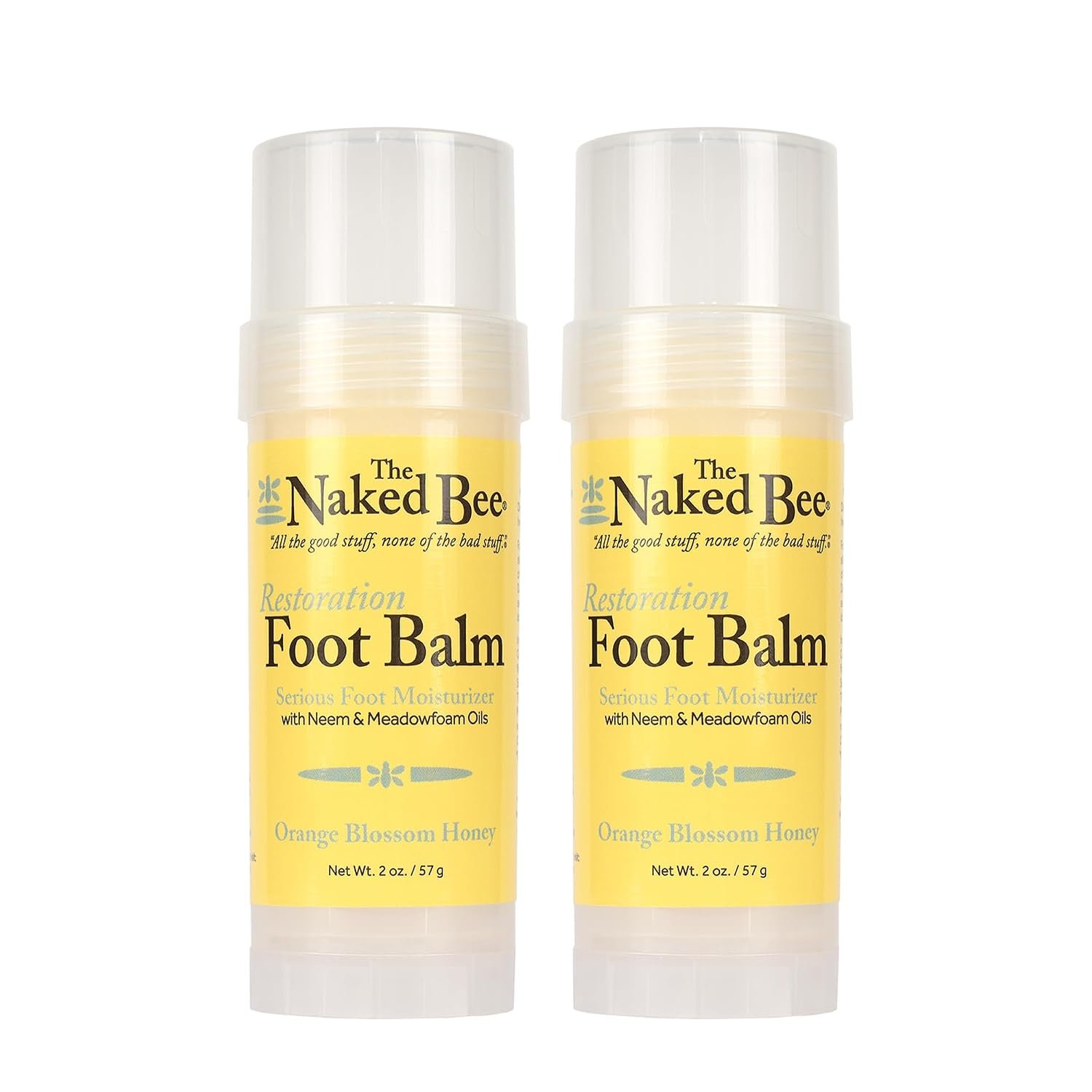 The Naked Bee Orange Blossom Honey Restoration Foot Balm, (2 oz) – 2 Pack