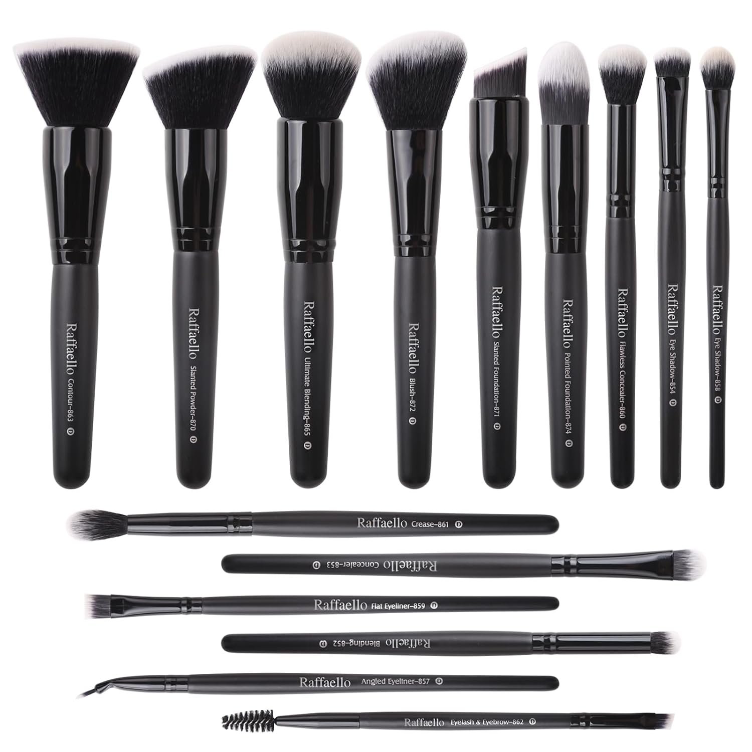 Raffaello Makeup Brushes 15Pcs Makeup Brush Set Premium Synthetic Bristles