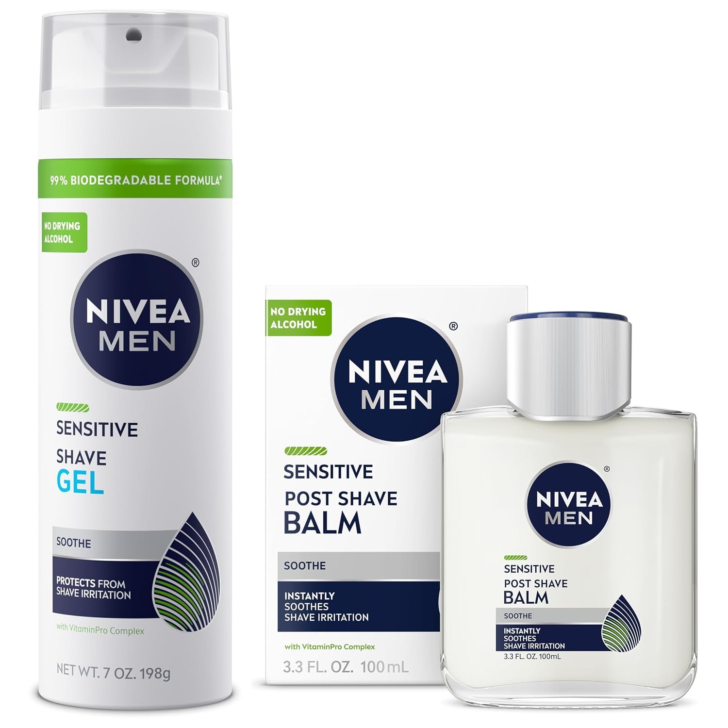 NIVEA MEN Sensitive Shaving Set for Men, Variety Pack, 2 Items