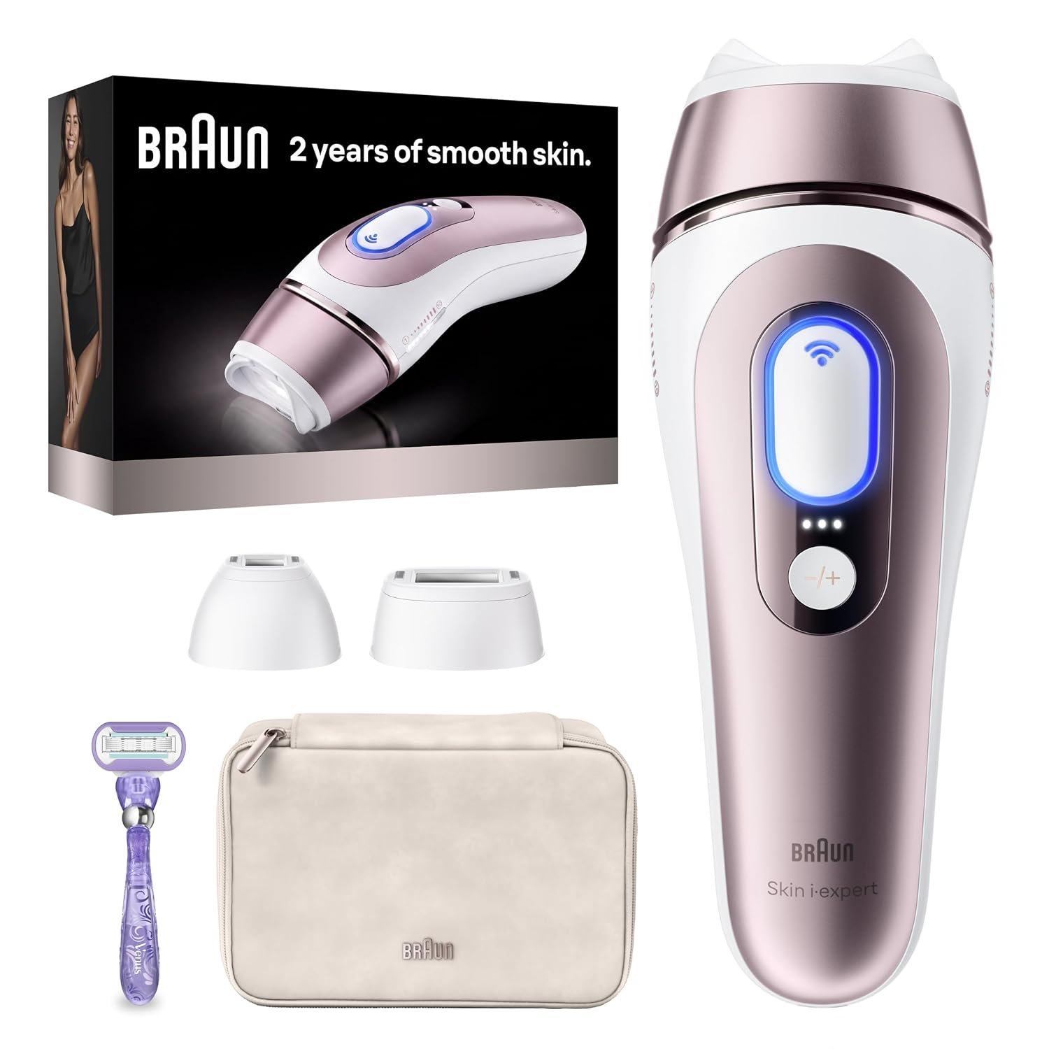 Braun Smart IPL, Skin i·Expert Pro 7, VOGUE’s Best Hair Removal Device, IPL Hair Removal for Women and Men, Permanent Laser Hair Reduction At-Home, World’s 1st Smart App, 3 Heads, IPL7243