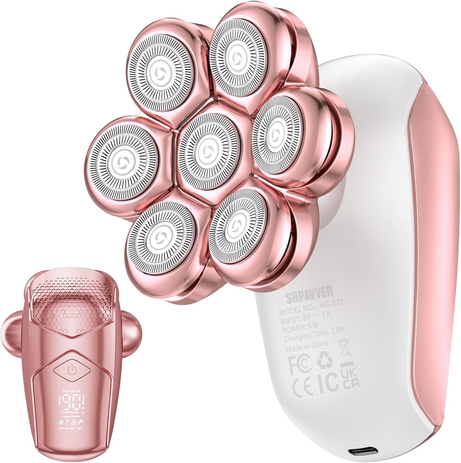 SHPAVVER Electric Razors for Women Legs: 7D Floating Head Electric Shaver – Waterproof Wet Dry Hair Remover – LED Display & Travel Lock for Body Face