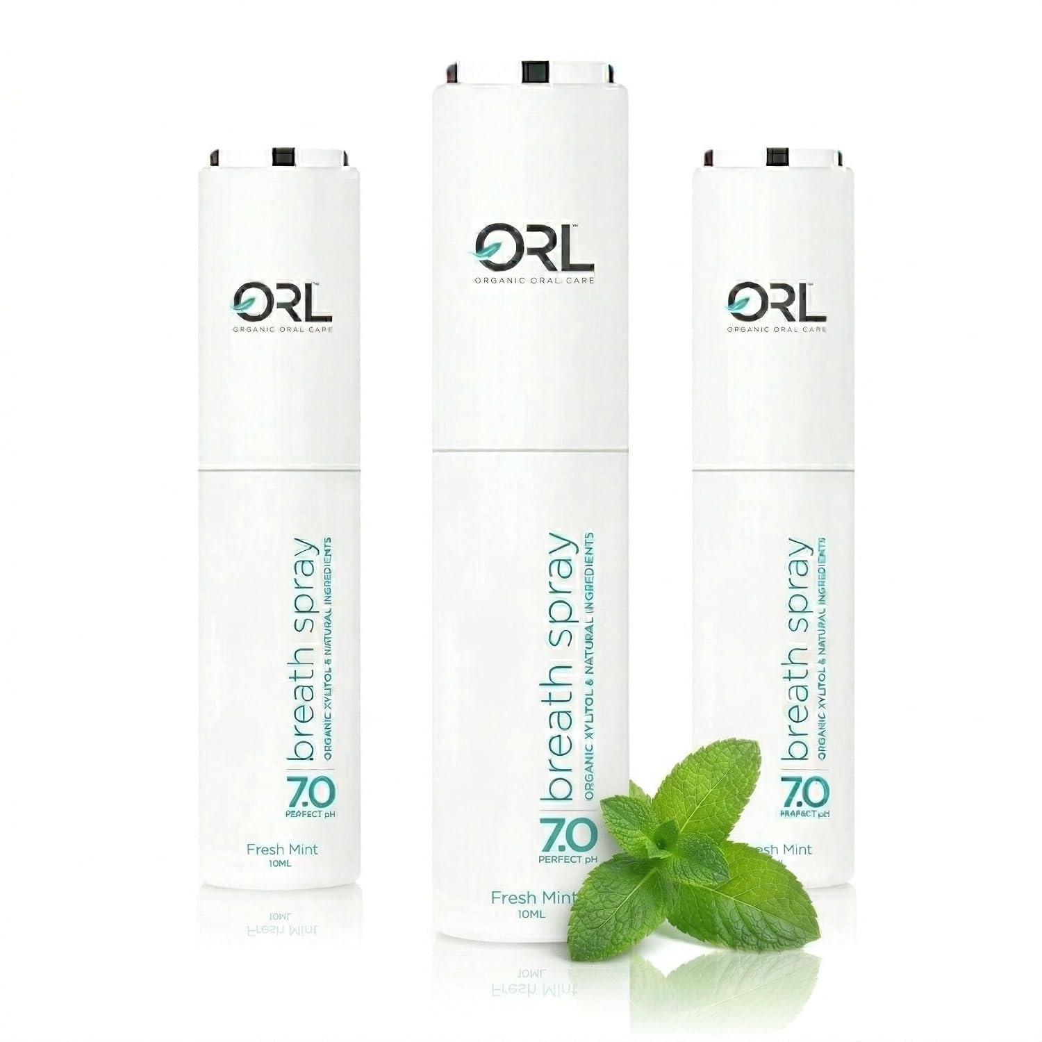 ORL Natural Breath Freshener Spray Fresh Mint 3 Pack – Made in the USA, Organic Xylitol, Natural Fresh Breath, Plant-Based Essential Oils, Elevated Twist Top, Alcohol-Free, Fluoride-Free, pH Balanced