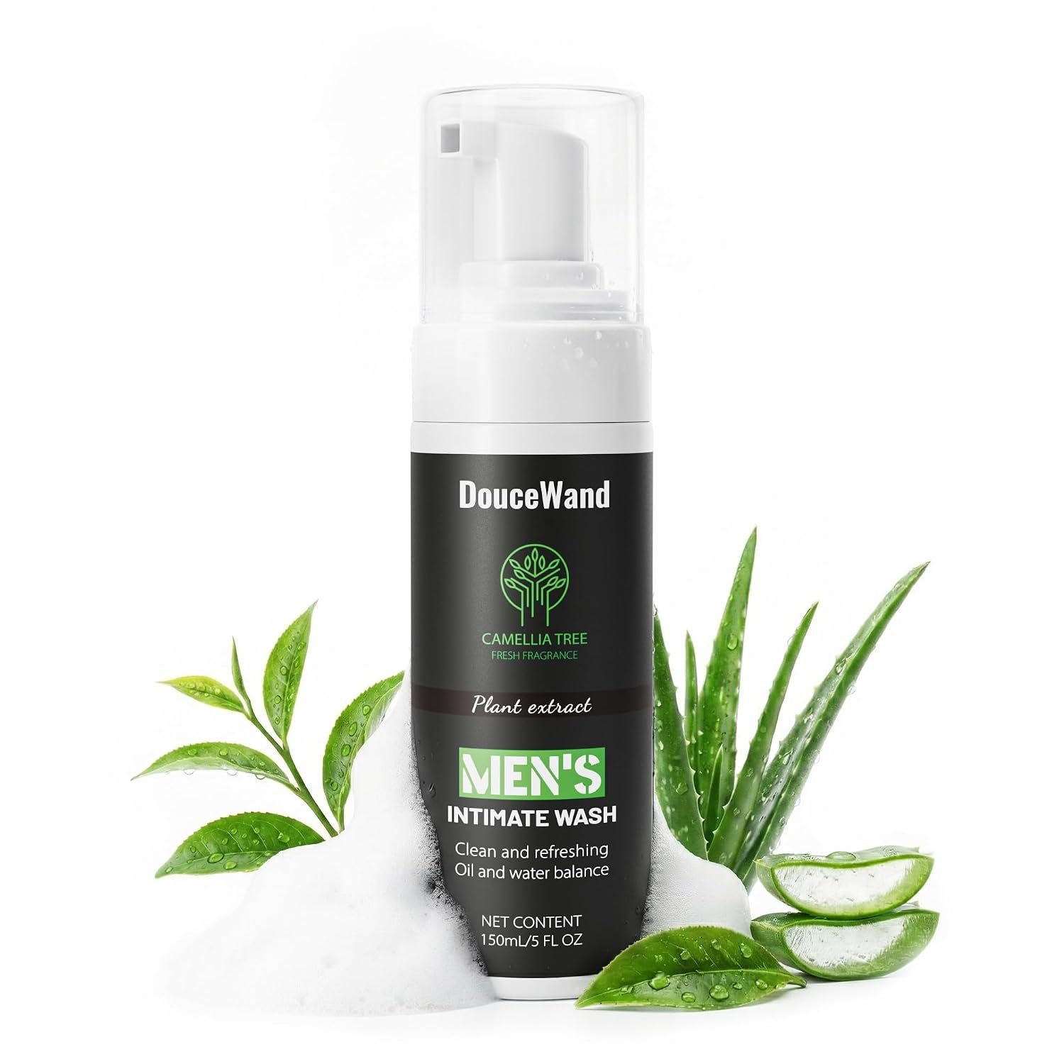 Men’s Intimate Wash – pH Balanced Foaming Tea Tree Groin Cleanser, Odor Control with Agave & Licorice, Refreshing Body Wash – 5 Fl Oz