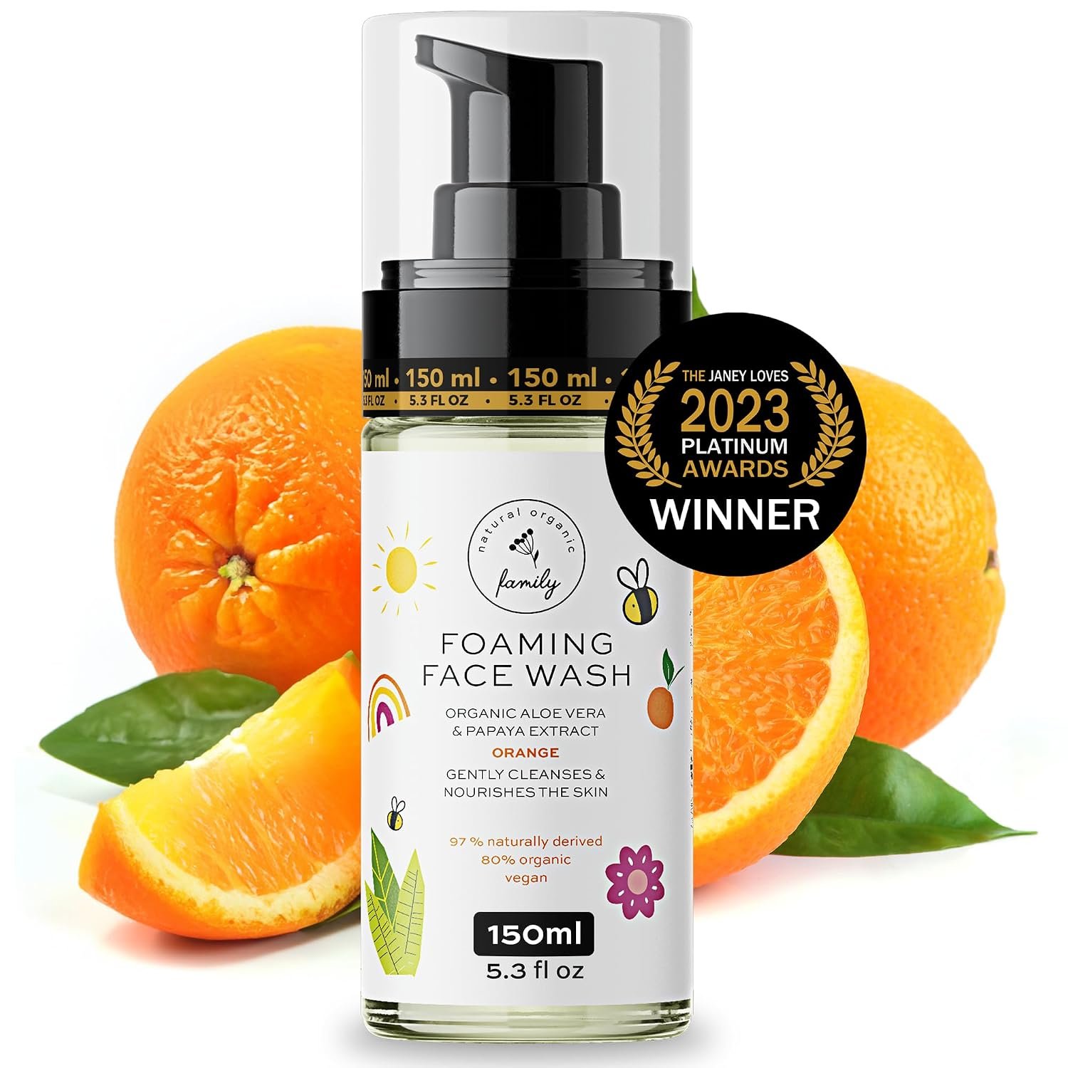 The Natural and Organic Family Kids Face Wash – Orange Foaming Cleanser