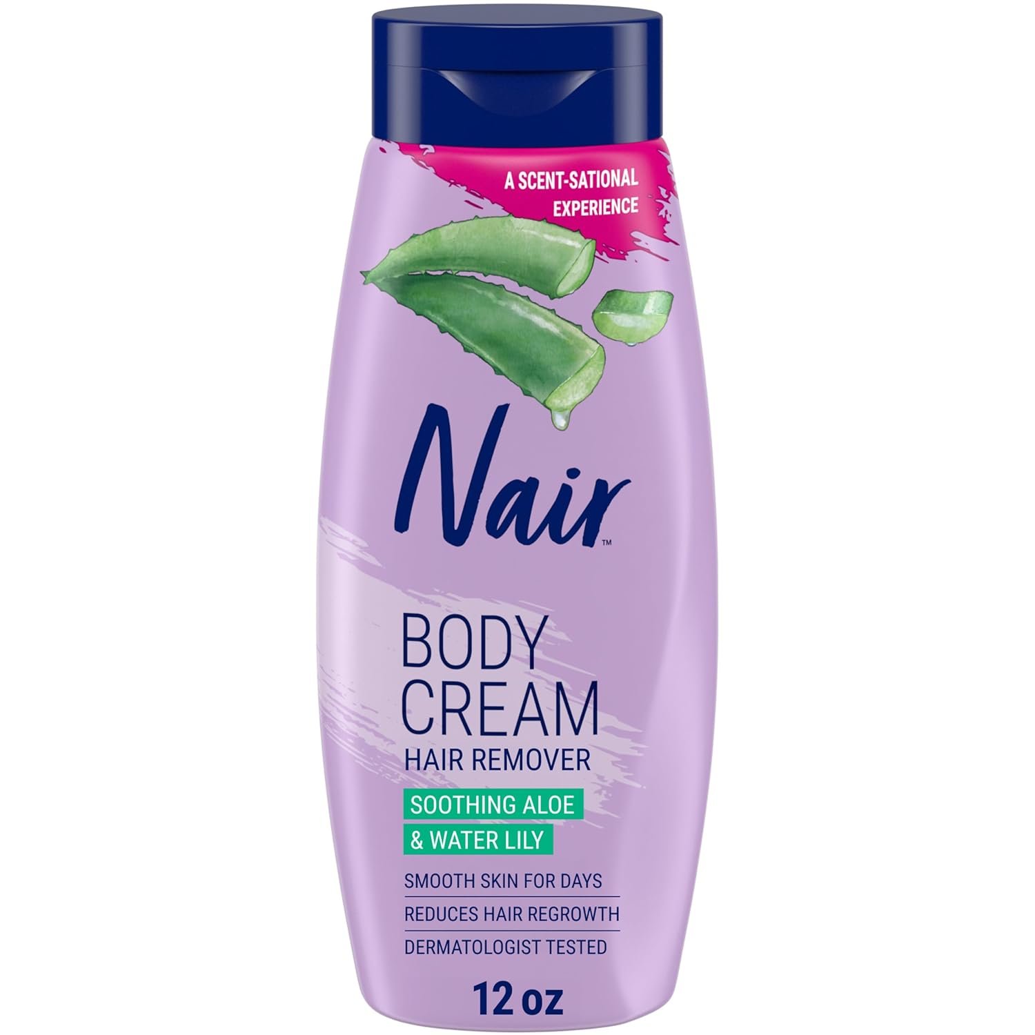 Nair Body Cream Hair Remover, Soothing Aloe and Water Lily, 12 Oz