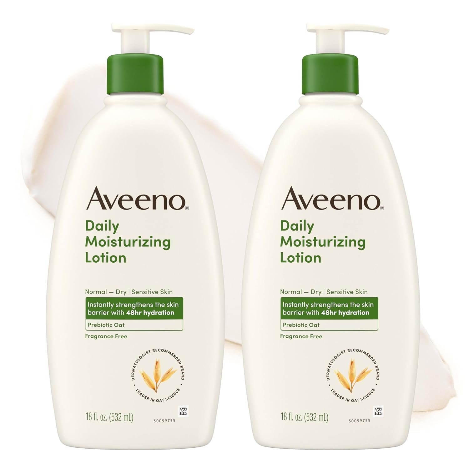 Aveeno Daily Moisturizing Body Lotion, Fragrance-Free, 2 x 18 fl. oz