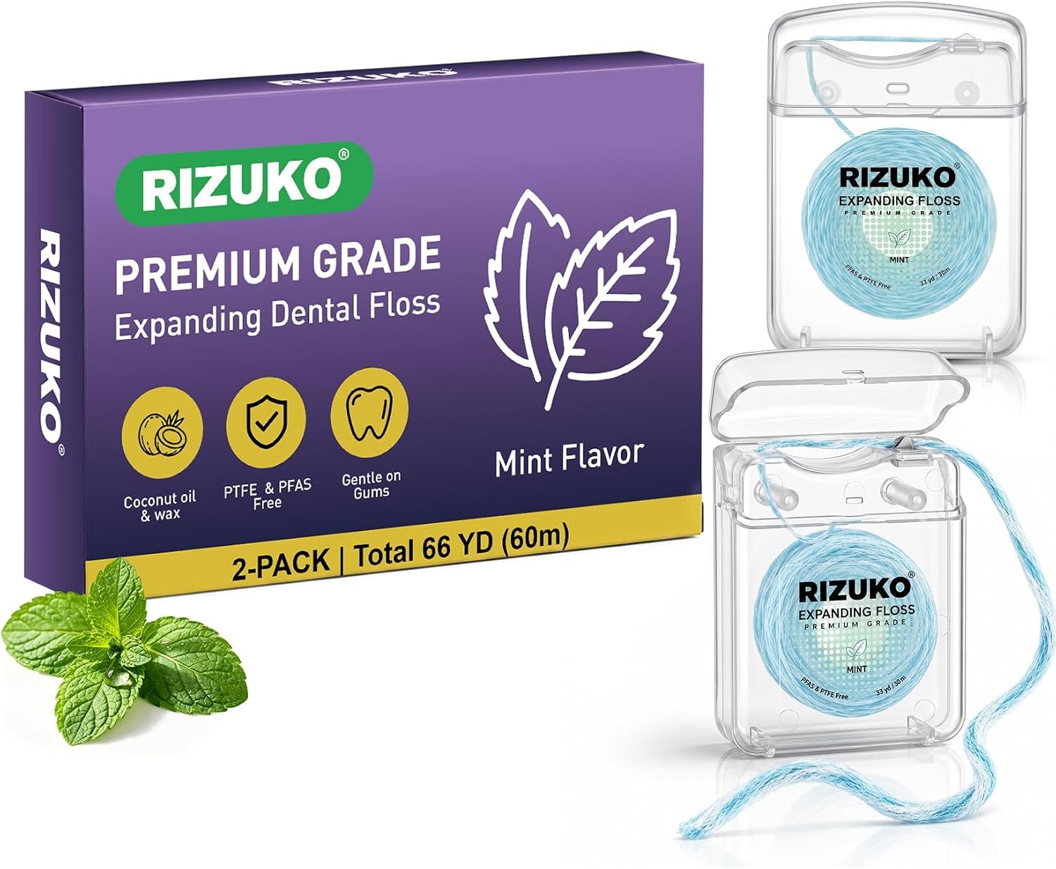 Woven Expanding Dental Floss, Coconut Oil Infused, PFAS & PTFE Free