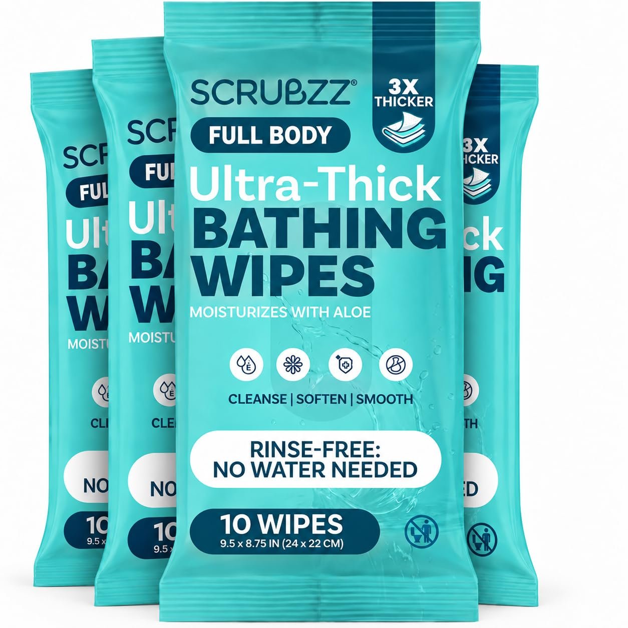 Extra Large Body Wipes for Adults Bathing No Rinse – 40 Ultra Thick Disposable Shower Wipes for Men, Women & Elderly – Great for Gym, Camping, Post Surgery