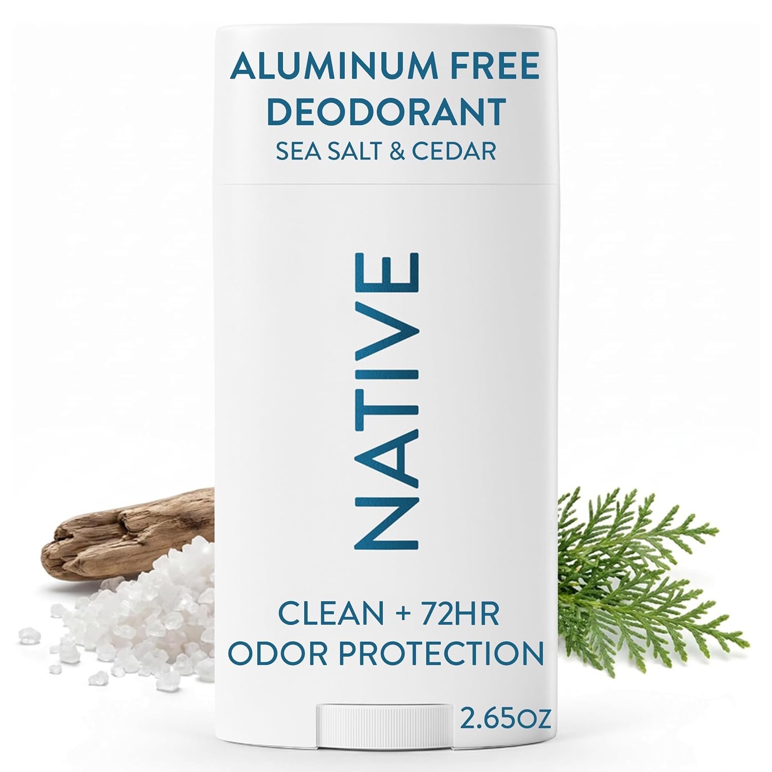 Native Deodorant Contains Naturally Derived Ingredients, 72 Hour Odor Control, Deodorant for Women and Men, Aluminum Free, Sea Salt & Cedar 2.65oz
