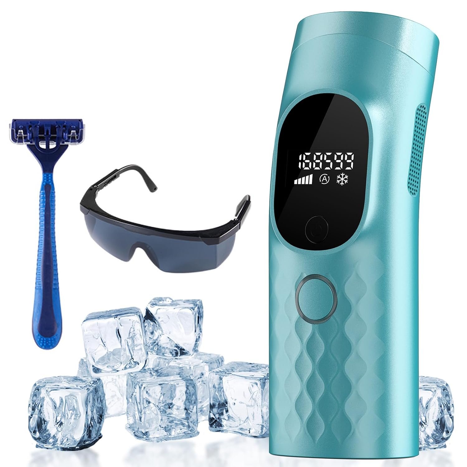 Laser Hair Removal Device Ice Cooling Painless Manual & Auto Modes-Blue
