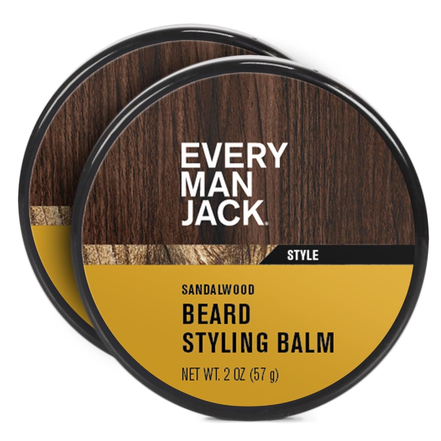 Every Man Jack Styling Beard Balm for Men, Sandalwood Teak, 2pk