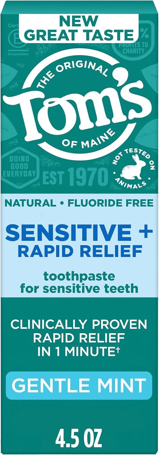 Tom’s of Maine Rapid Relief and Sensitive Toothpaste, Gentle Mint, 4.5 oz