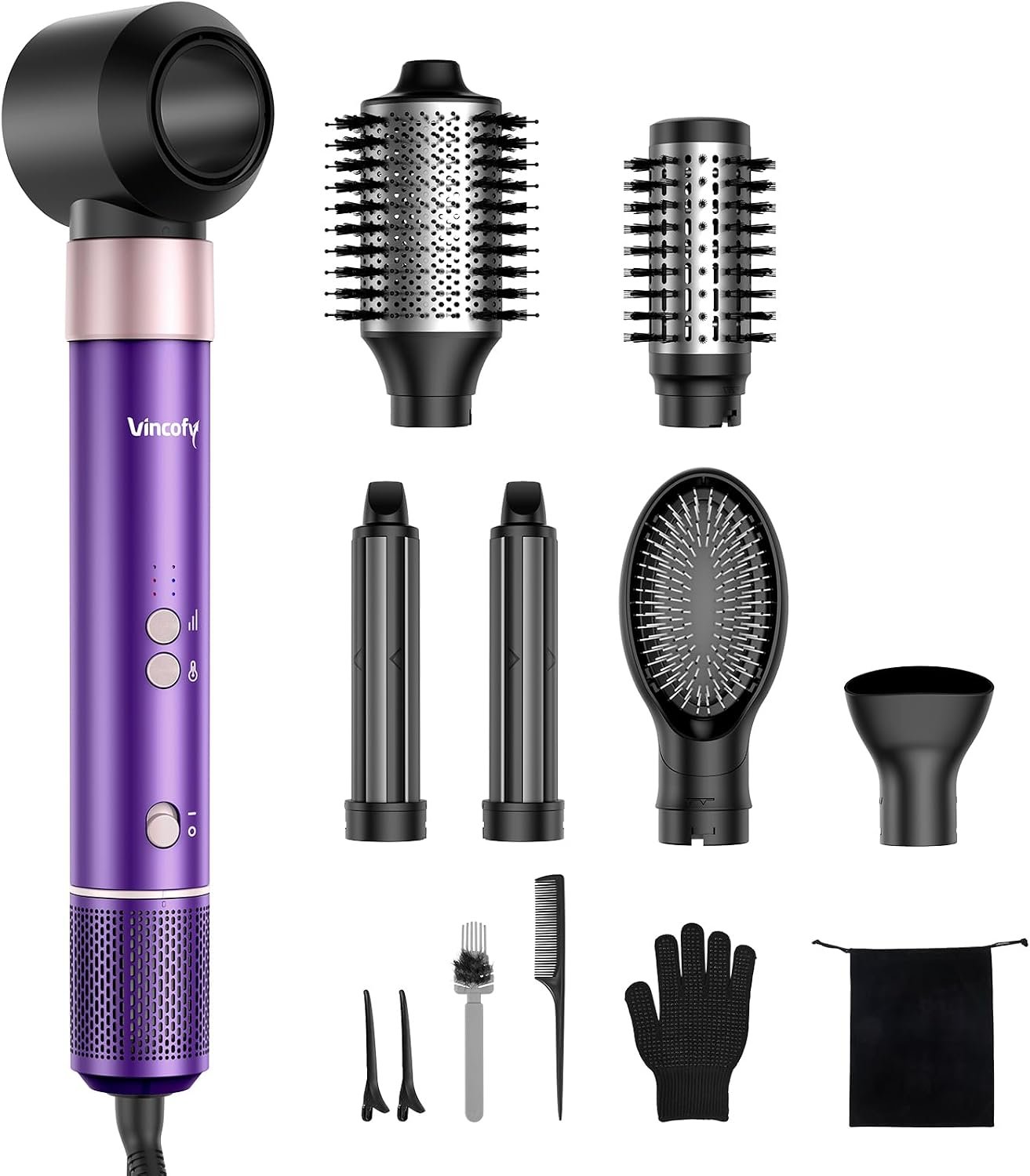 Vincofy 7 in1 Hair Styler Dryer Brush Set, 1500W Blow Dryer Brush, Purple