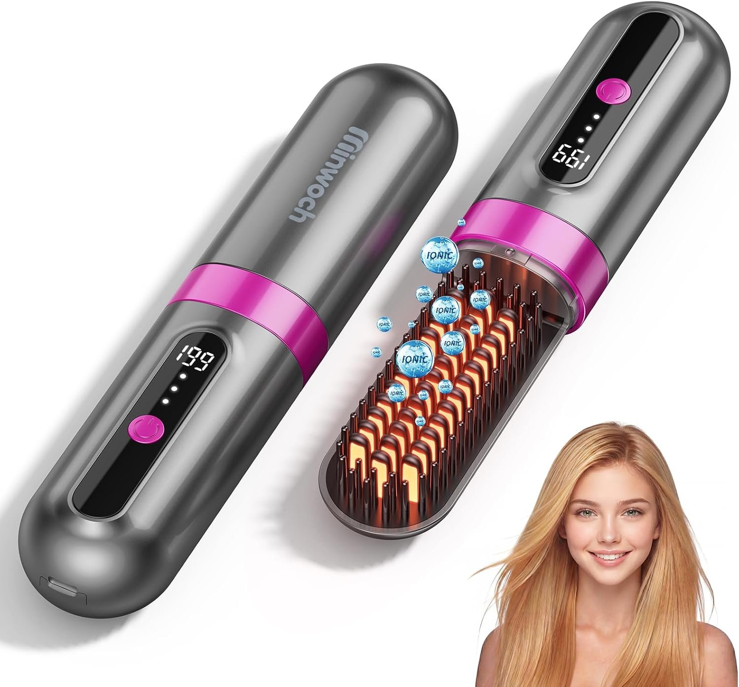 Go Brush Pro 2026 Upgraded Cordless Hair Straightener Brush for Women