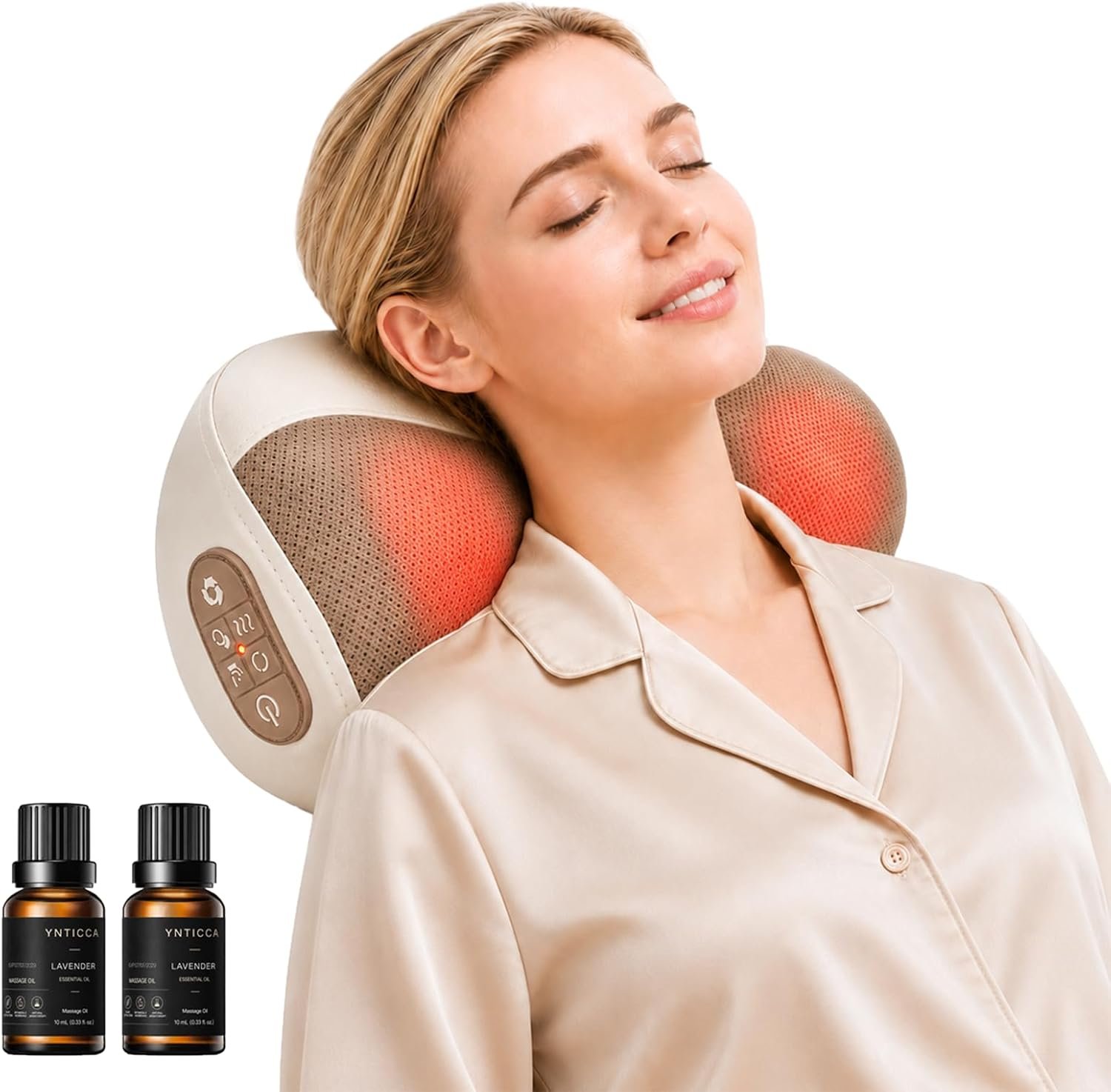 Cordless Neck Massager Pillow with Heat, 20-Node 3D Shiatsu Kneading