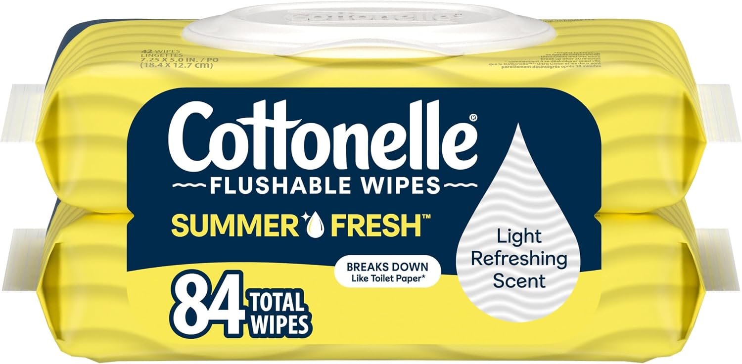 Cottonelle Summer Fresh Scented Flushable Wipes, 2 Packs, 42 Wipes per Pack