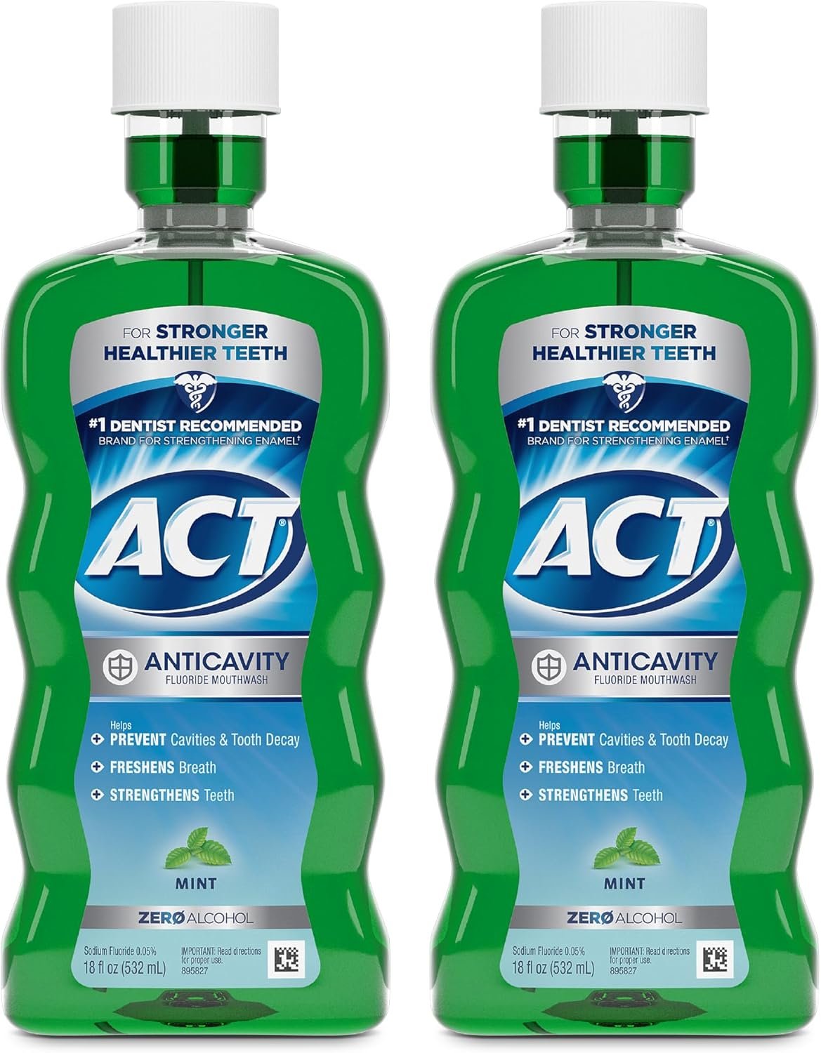 ACT Anticavity Fluoride Mouthwash, Mint Flavor, 18 fl. oz., 2-Pack