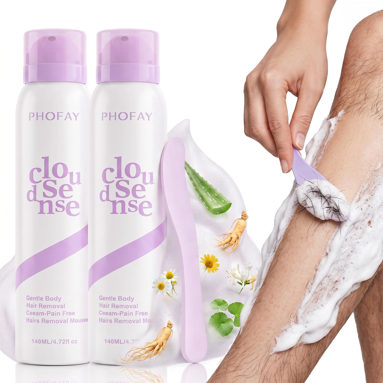 PHOFAY Smooth&Cloud Sense Hair Removal Spray 4.73 Fl Oz (Pack of 2)