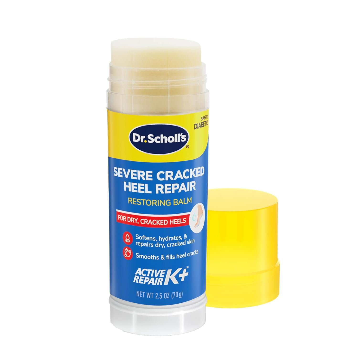Dr. Scholl’s Severe Cracked Heel Repair Restoring Balm 2.5oz, with 25% Urea for Dry, Cracked Feet, Heals and Moisturizes for Healthy Feet
