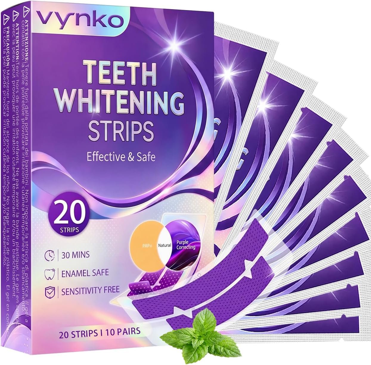 Purple Teeth Whitening Strips, Peroxide-Free Stain Remover – 10 Treatments