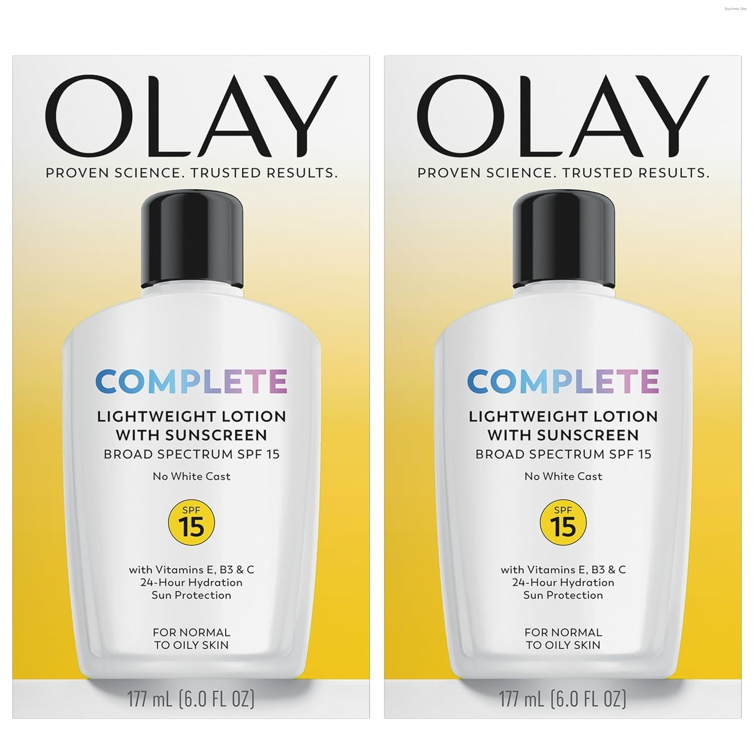 Olay Face Moisturizer, Complete with Sunscreen SPF 15, Daily Facial Lotion for Normal Skin, Lightweight Hydrating Broad Spectrum Sun Protection – Vitamin C, E, and Niacinamide – 6 Oz 2 Pack