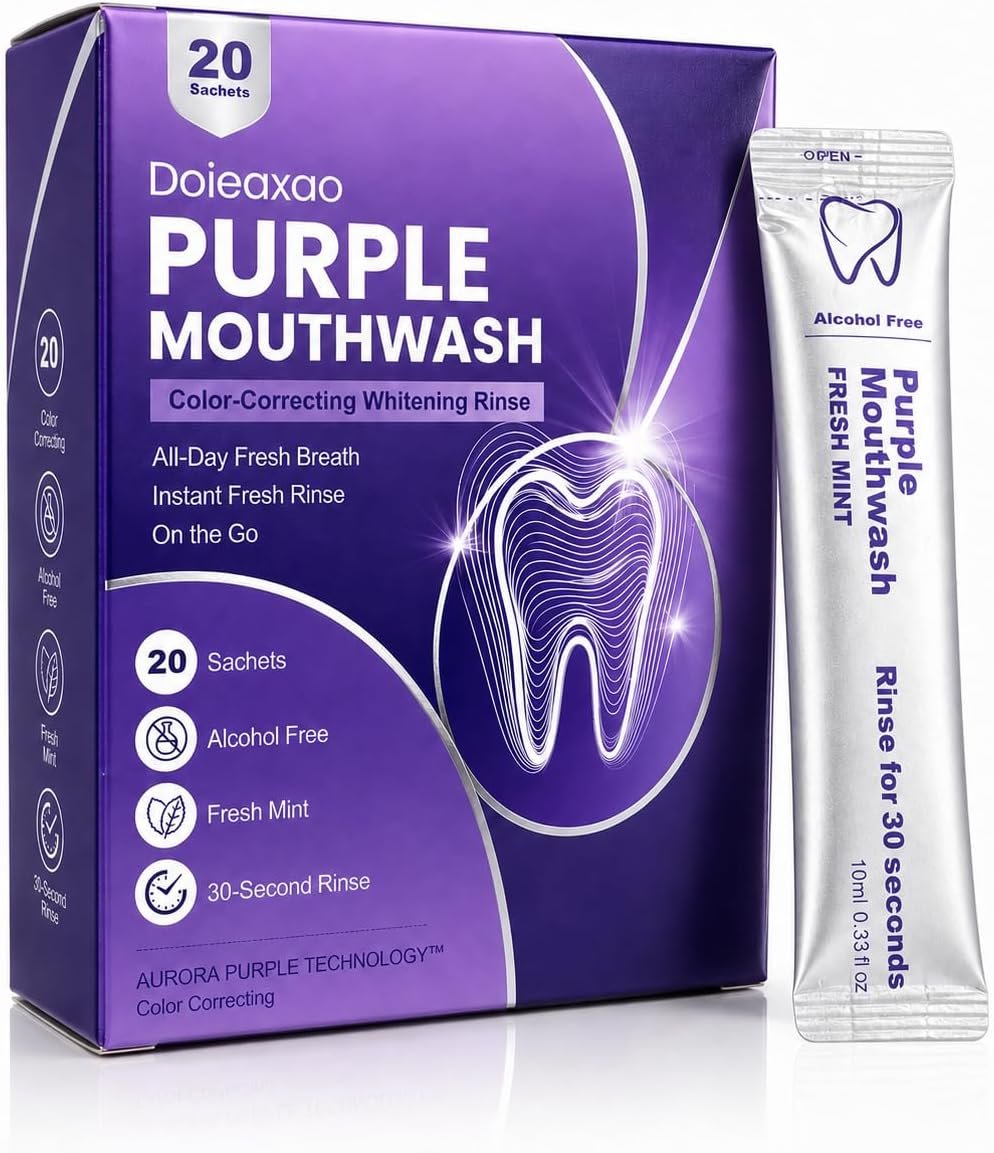 Purple Mouthwash for Teeth Whitening, Alcohol Peroxide Fluoride Free