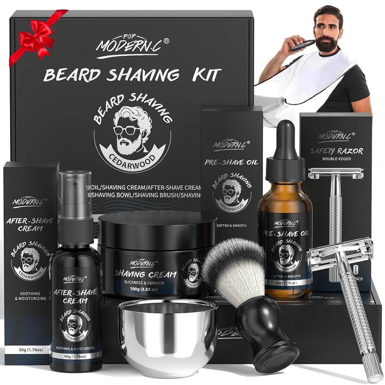 8Pcs Shaving Kit for Men Gift Basket for Christmas Birthday Father’s Day