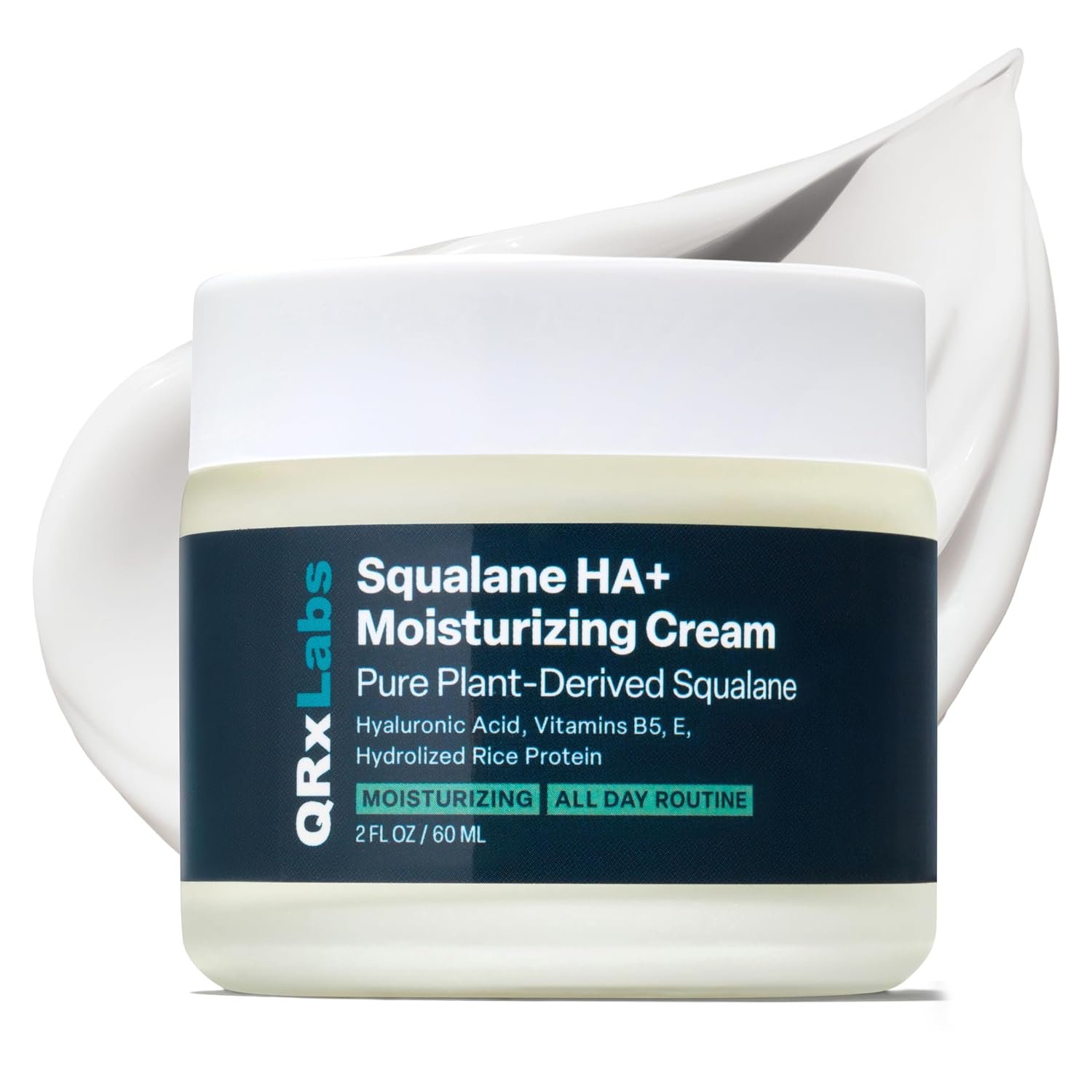 QRxLabs Squalane + Hyaluronic Acid Cream – Daily Face Moisturizer, 2oz