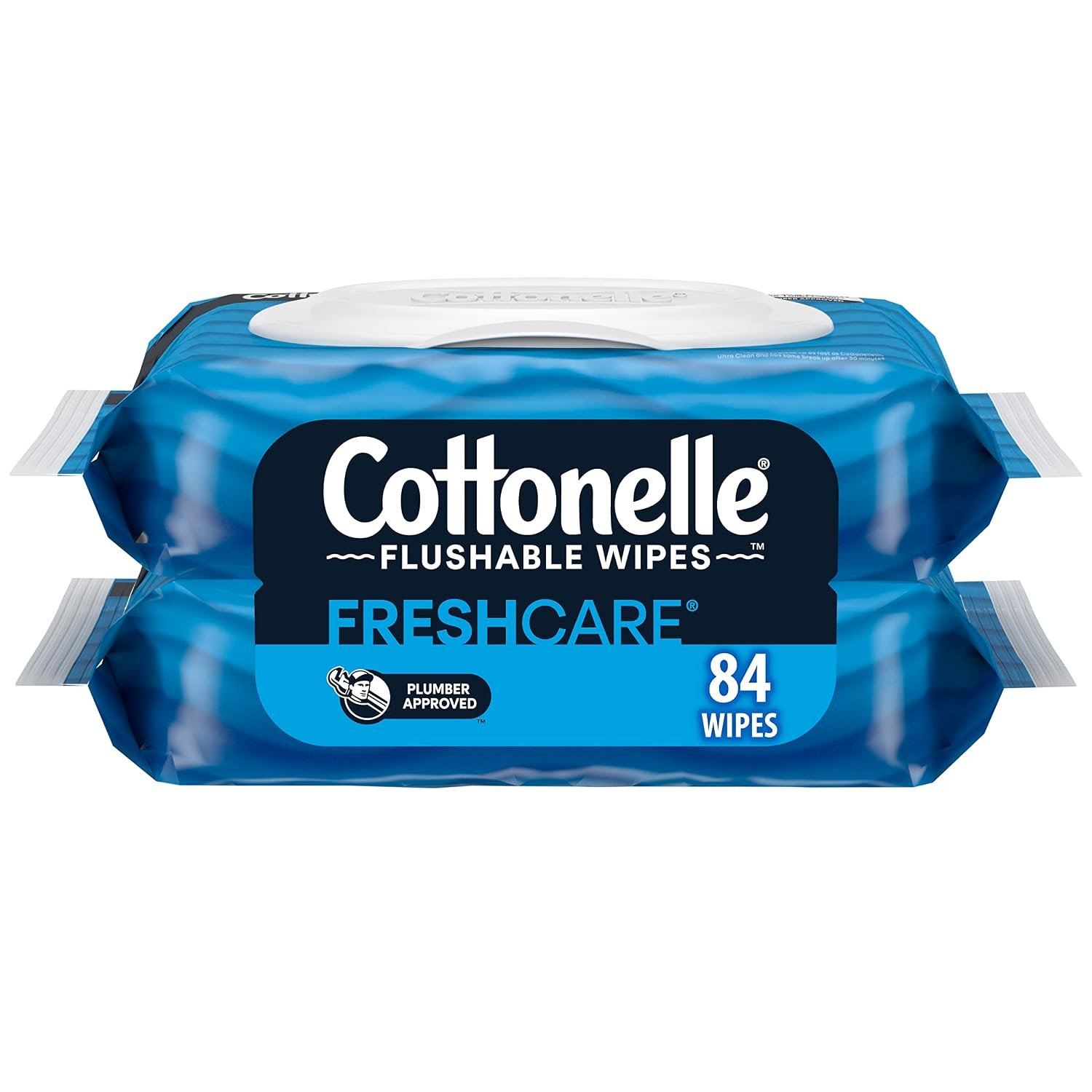 Cottonelle Flushable Wet Wipes for Adults, 2 Flip-Top Packs, 42 Wipes per Pack (84 Wipes Total)