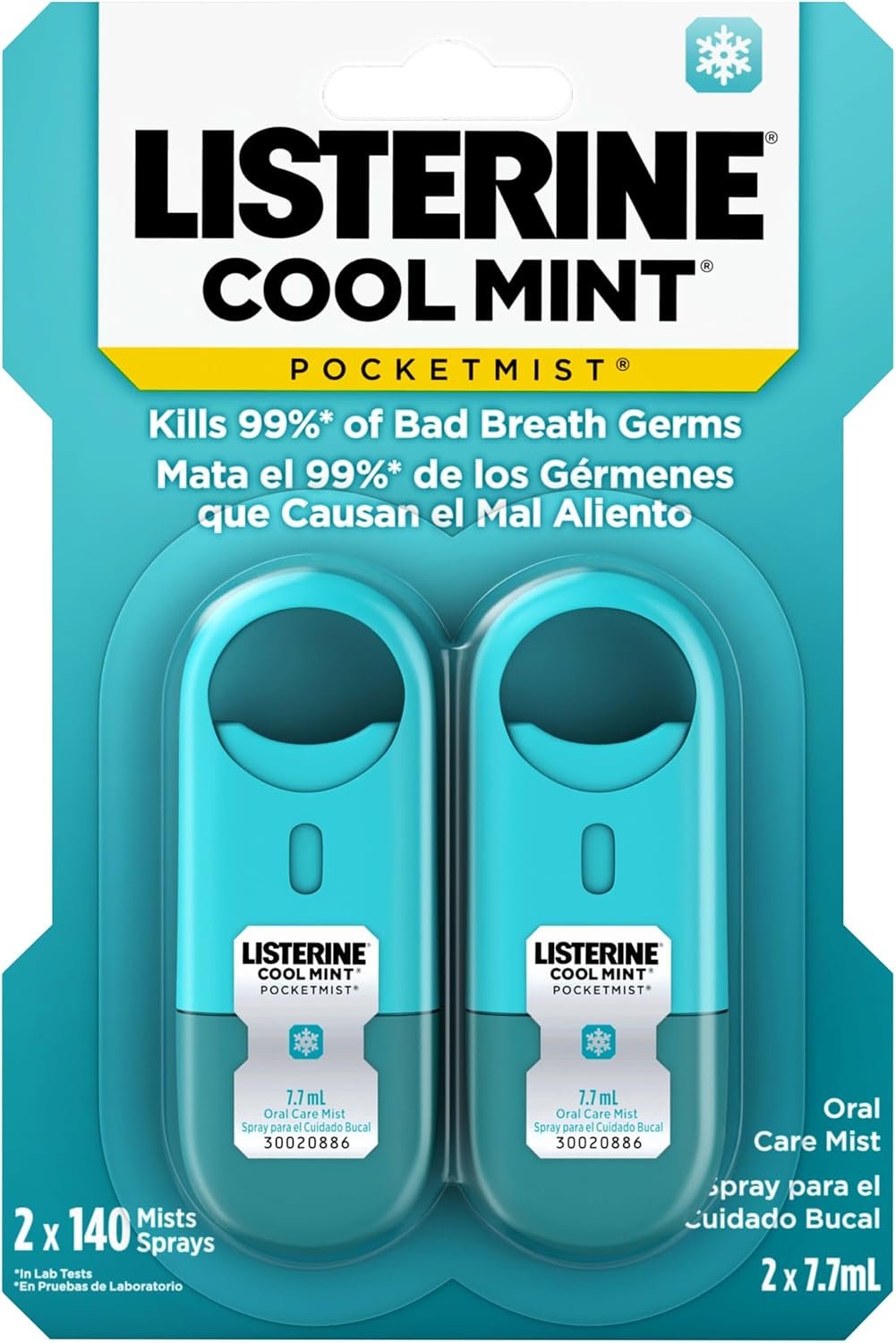 Listerine Pocketmist Oral Care Mist, Cool Mint, 0.26 fl. oz/7.7 mL x 2