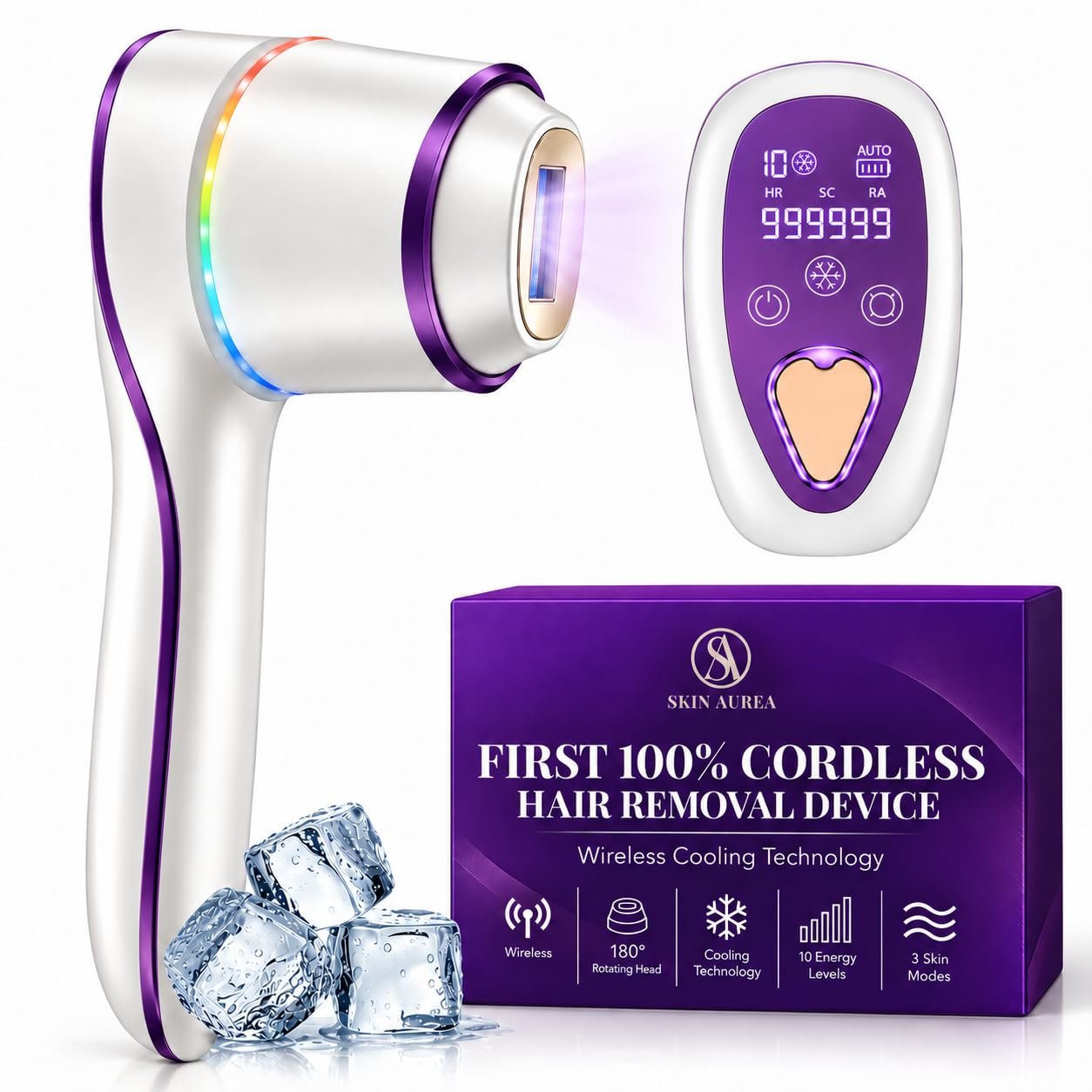 Cordless IPL Laser Hair Removal Device for Women – At Home Laser Hair Removal for Women, Legs, Bikini, Underarm, Arms, Chin & Upper Lip – Painless Permanent Hair Remover Machine, 24J