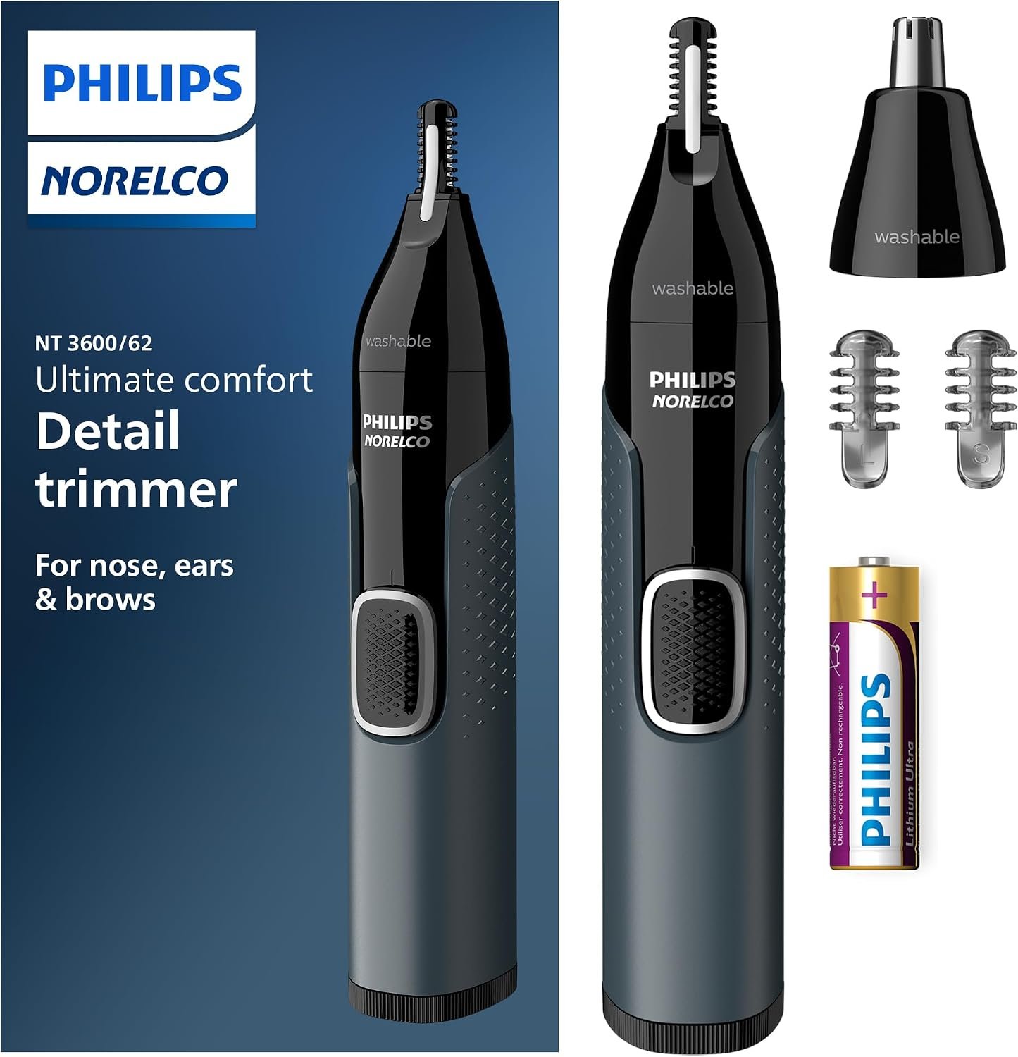 Norelco Philips Nose Trimmer 3000, for Nose, Ears & Eyebrows