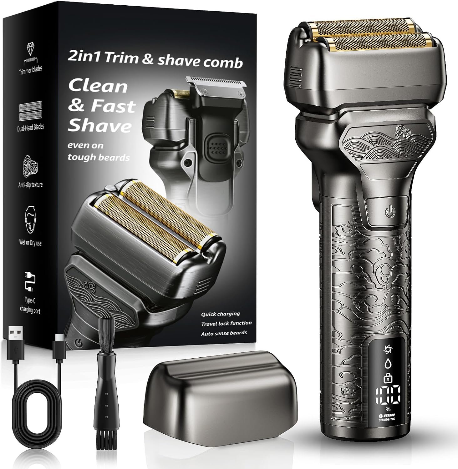 Electric Foil Shaver for Men: IPX7.5 Metal Body