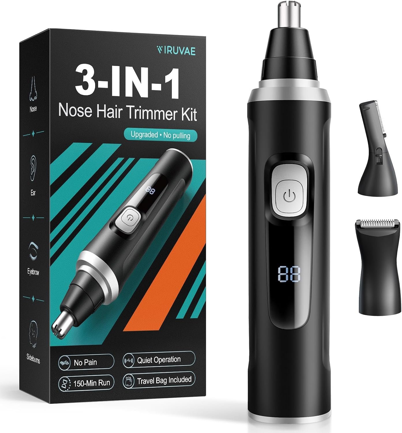 Nose Hair Trimmer for Men: Advanced High-Torque Motor for Fast & Painless Grooming 3-in-1 Professional Electric Ear and Nose Hair Trimmer for Men, Eyebrow Trimmer & Facial Hair Remover
