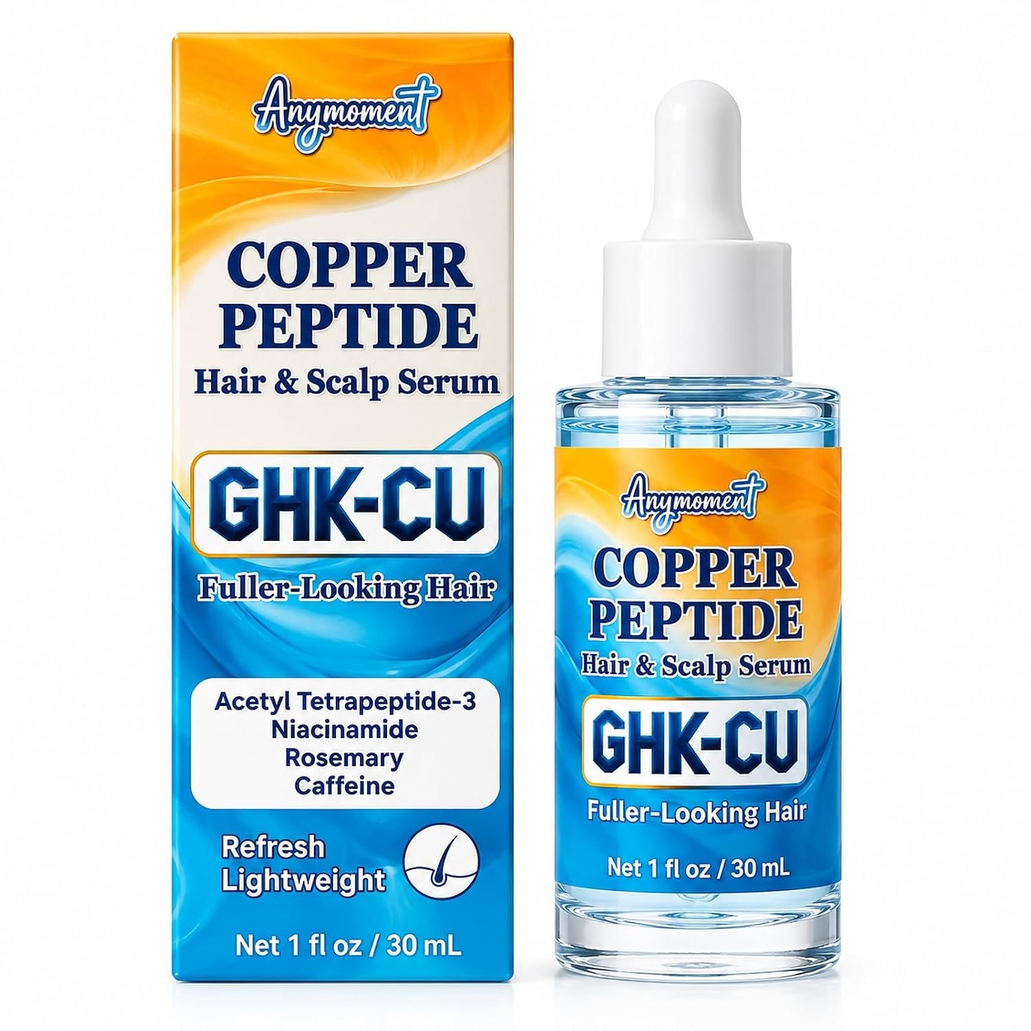 Anymoment Copper Peptide Hair & Scalp Serum with GHK-Cu, Caffeine, 1 fl oz