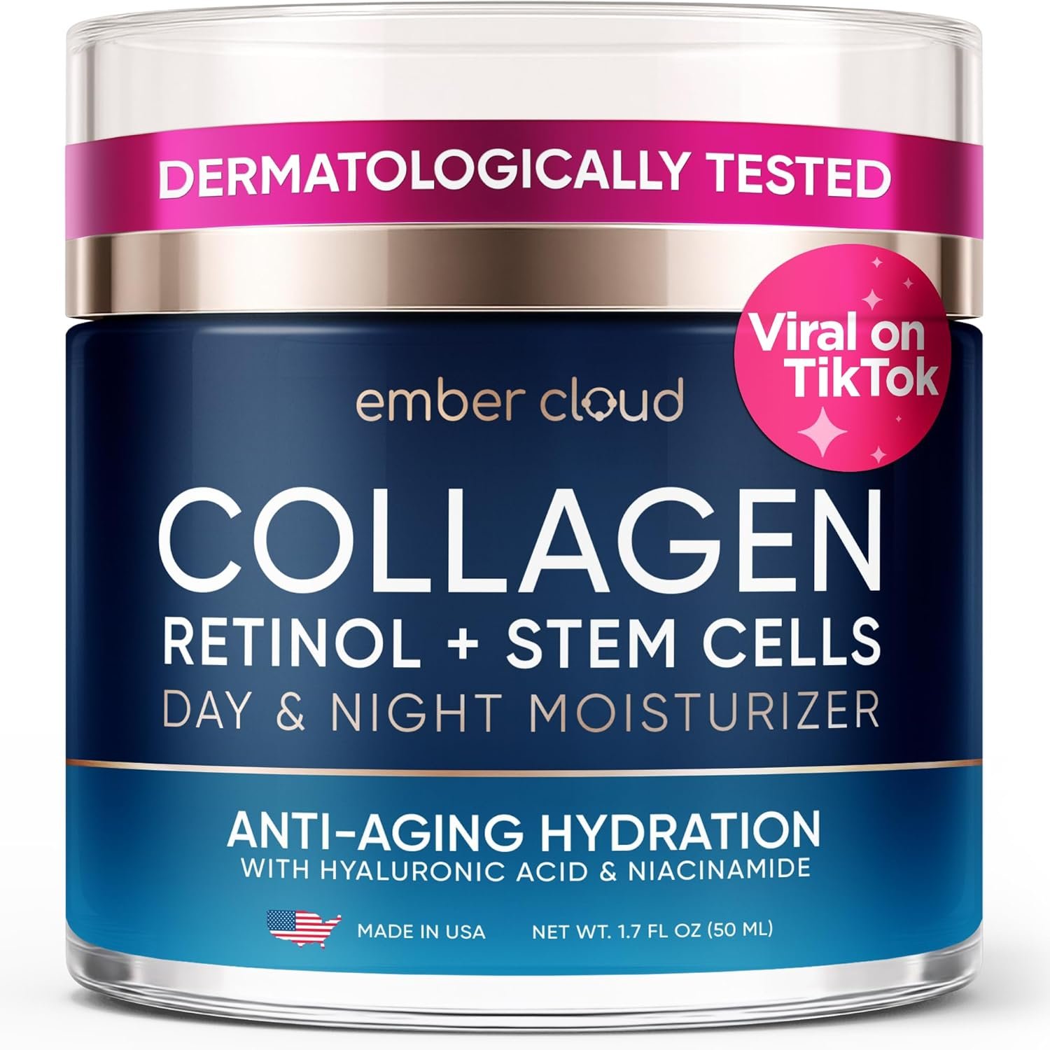 Collagen Face Cream Day & Night Moisturizer with Stem Cells Retinol 1.7Oz